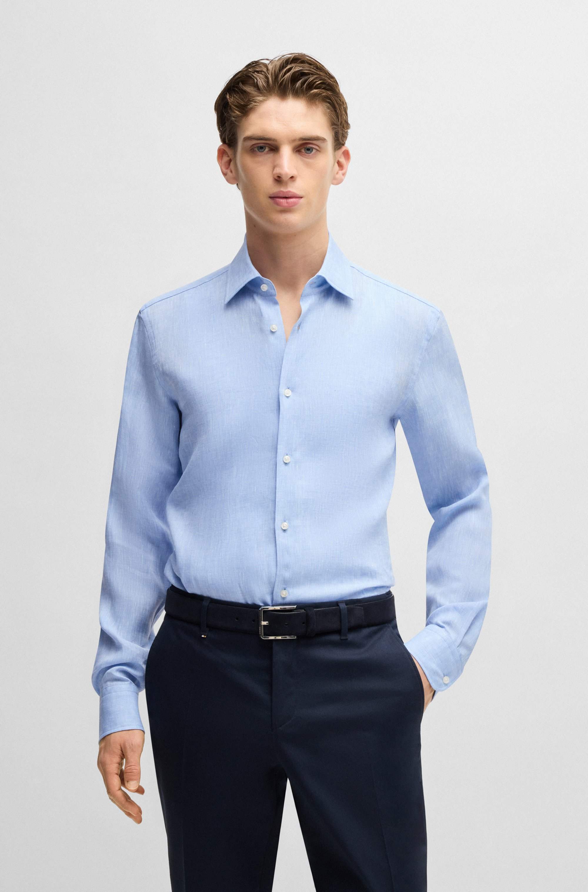 Slim-fit shirt in Italian-made linen
