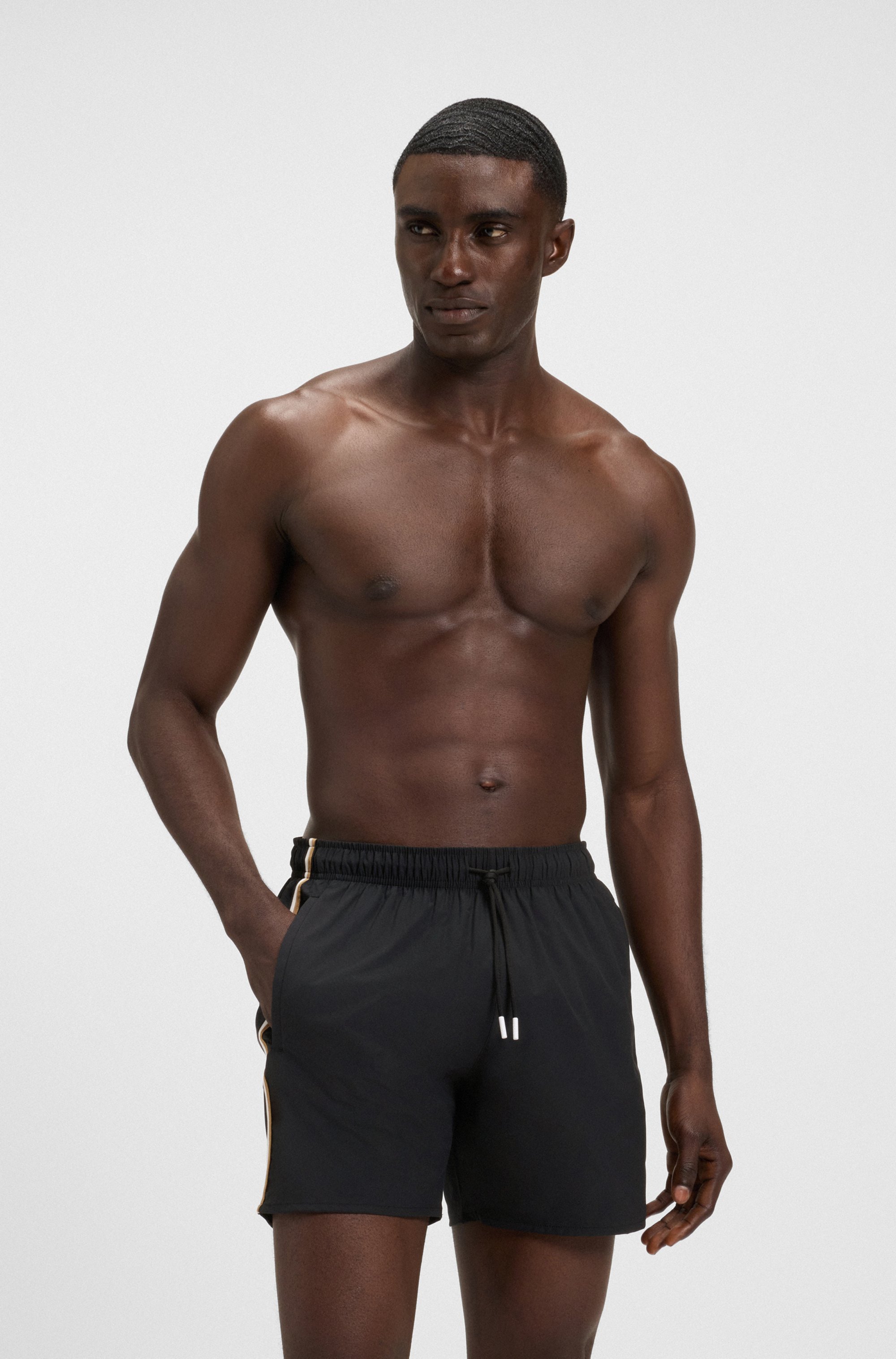 Swim shorts with signature stripe and logo