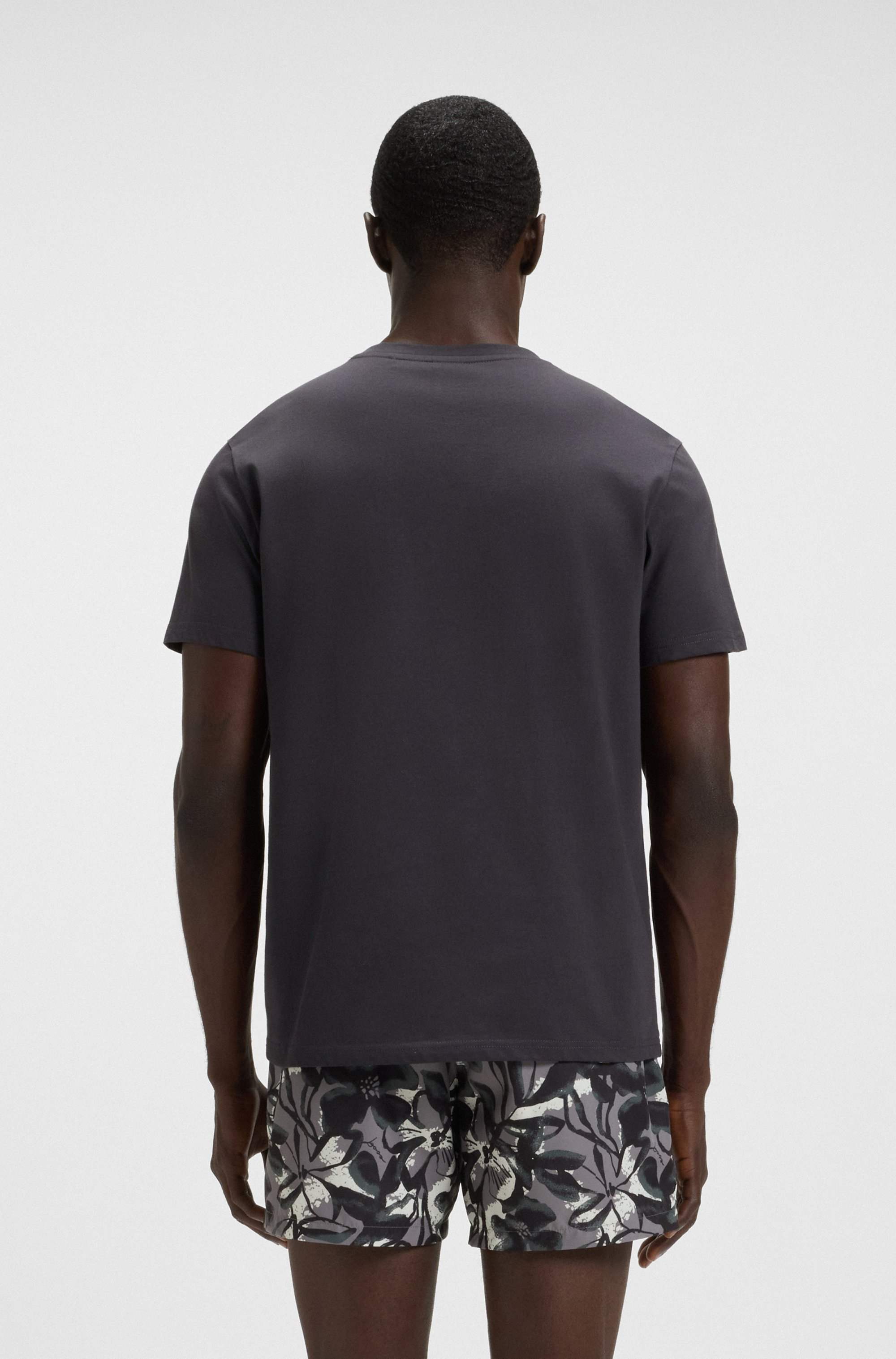 Cotton-jersey beach T-shirt with logo print