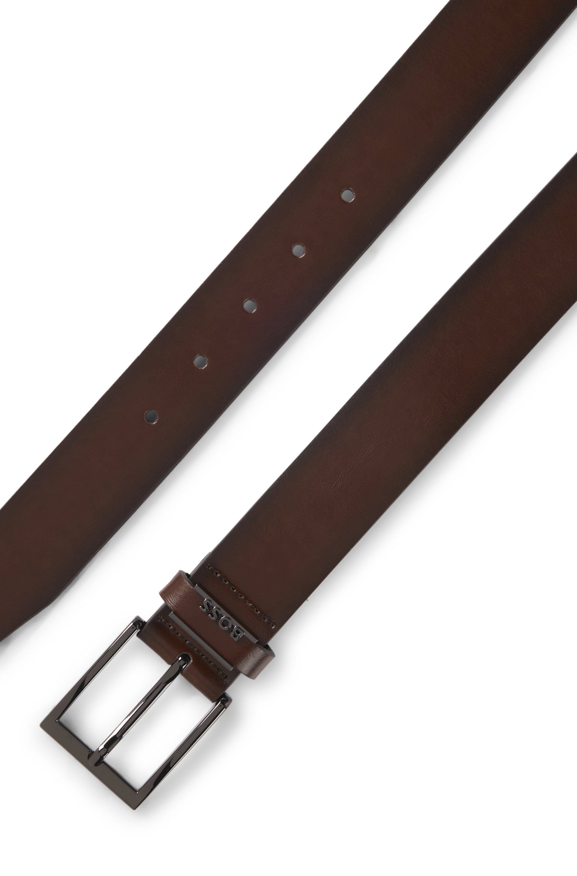 Italian-leather belt with logo keeper