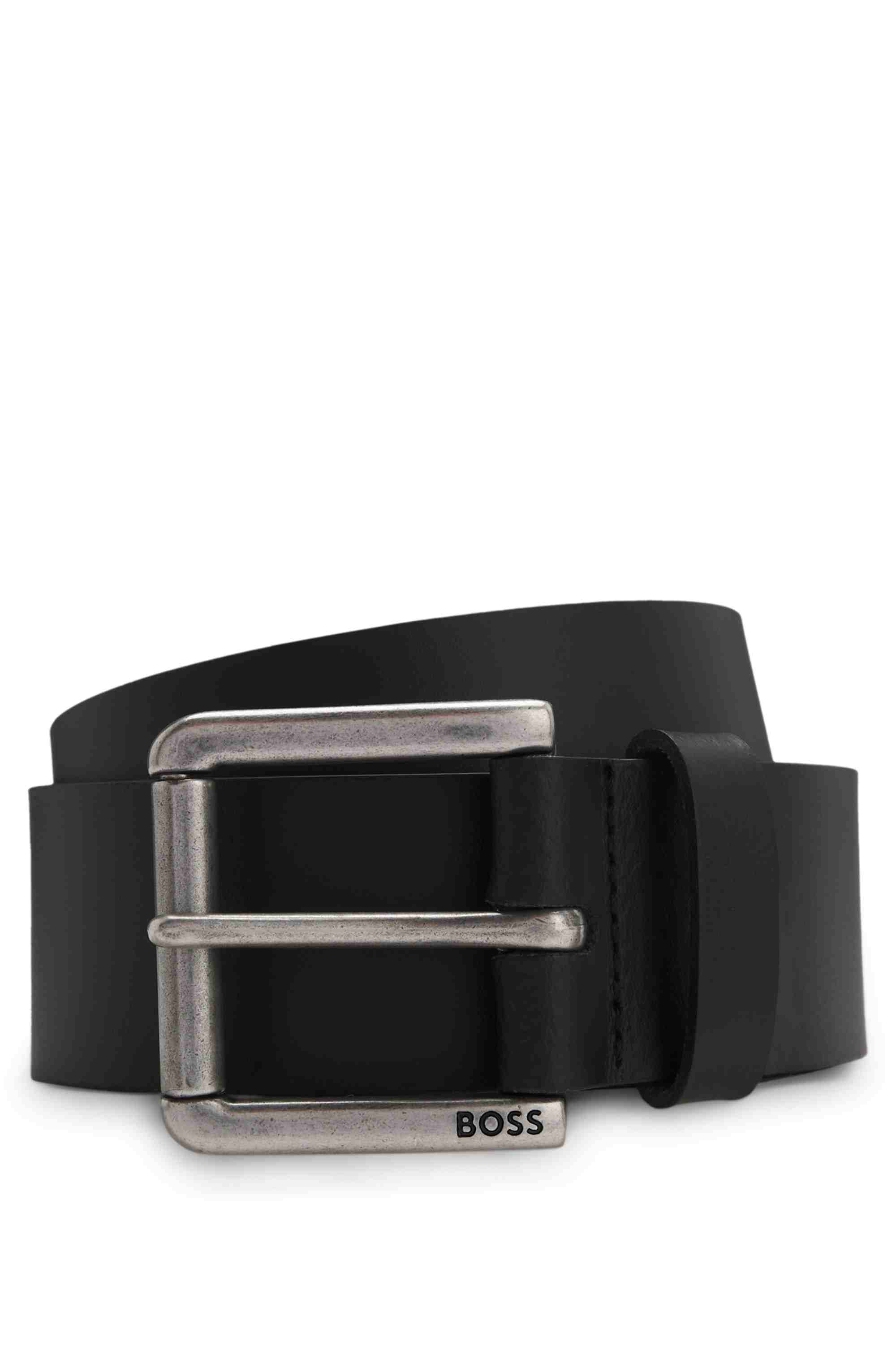 Leather belt with roller buckle