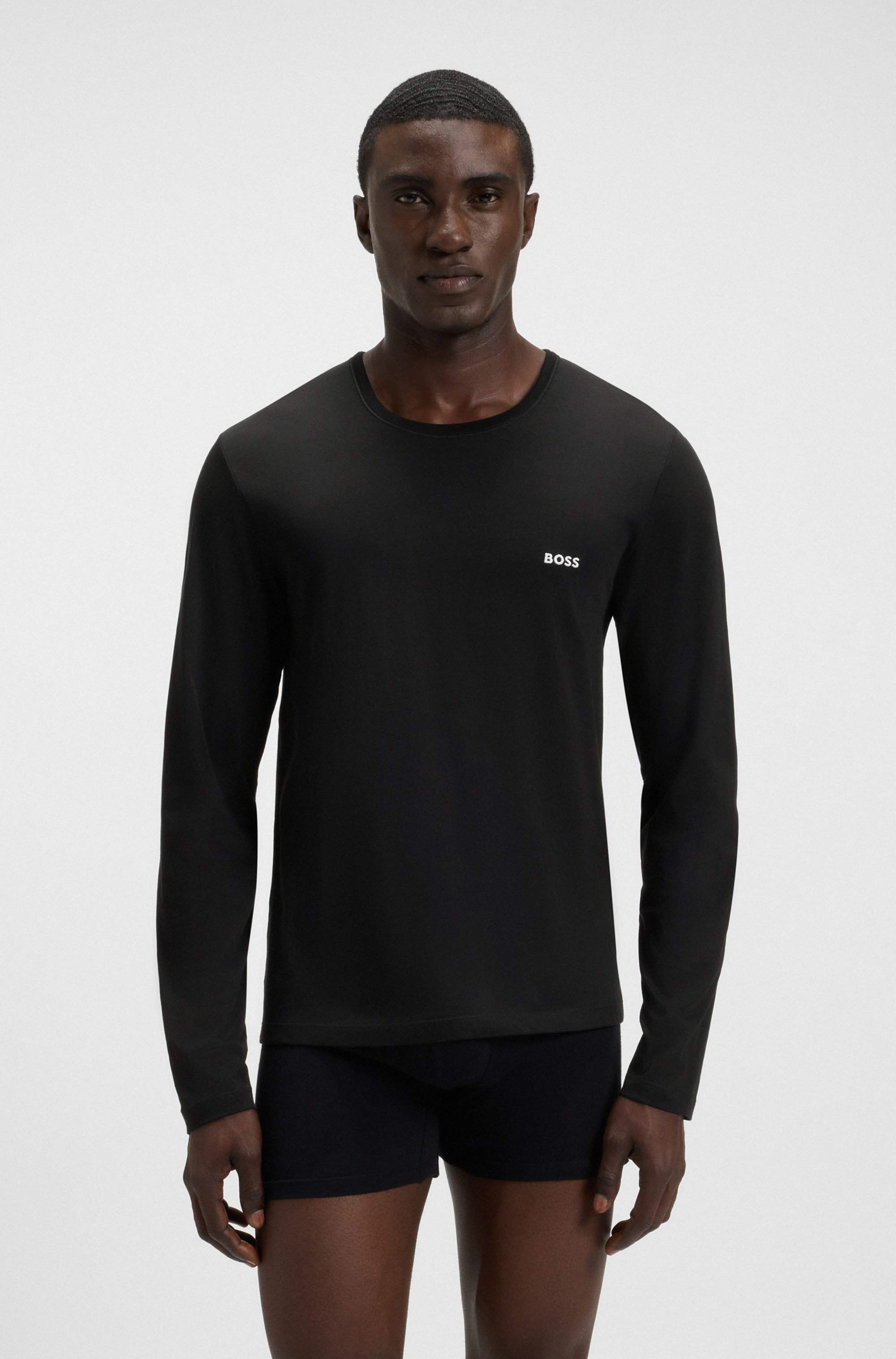 Three-pack of cotton T-shirts with logo embroidery