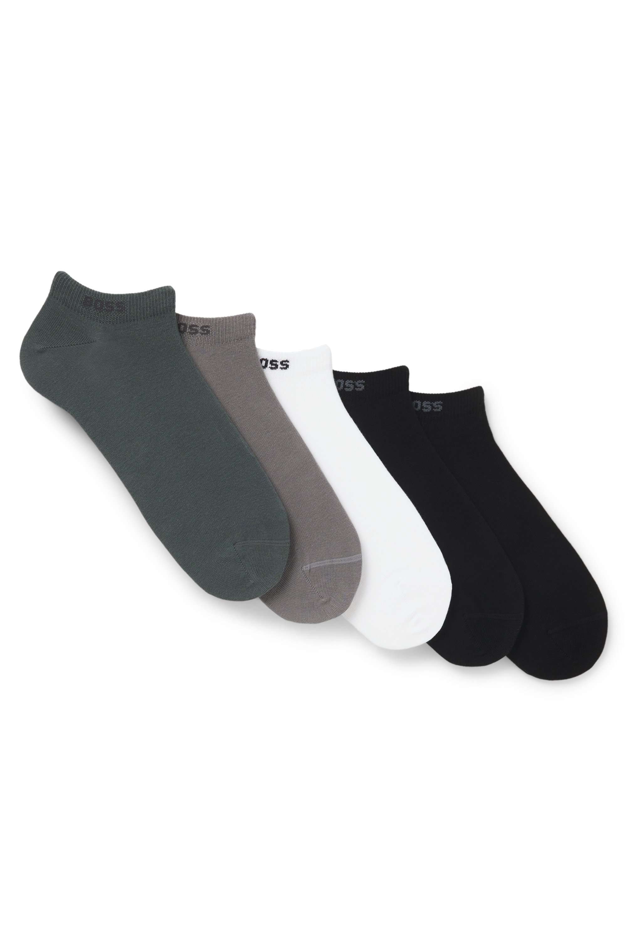 Five-pack of cotton-blend ankle socks with branding
