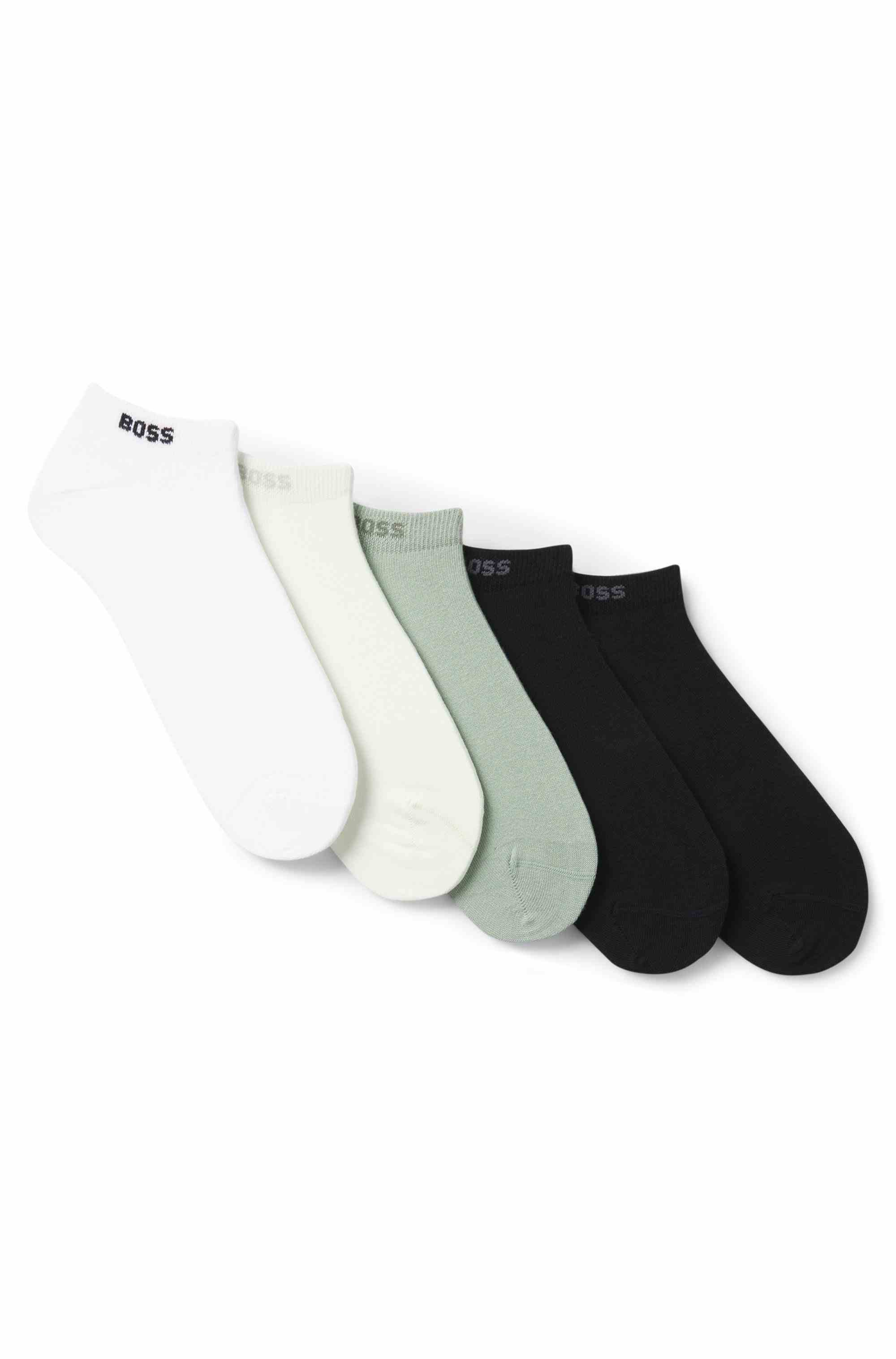 Five-pack of cotton-blend ankle socks with branding