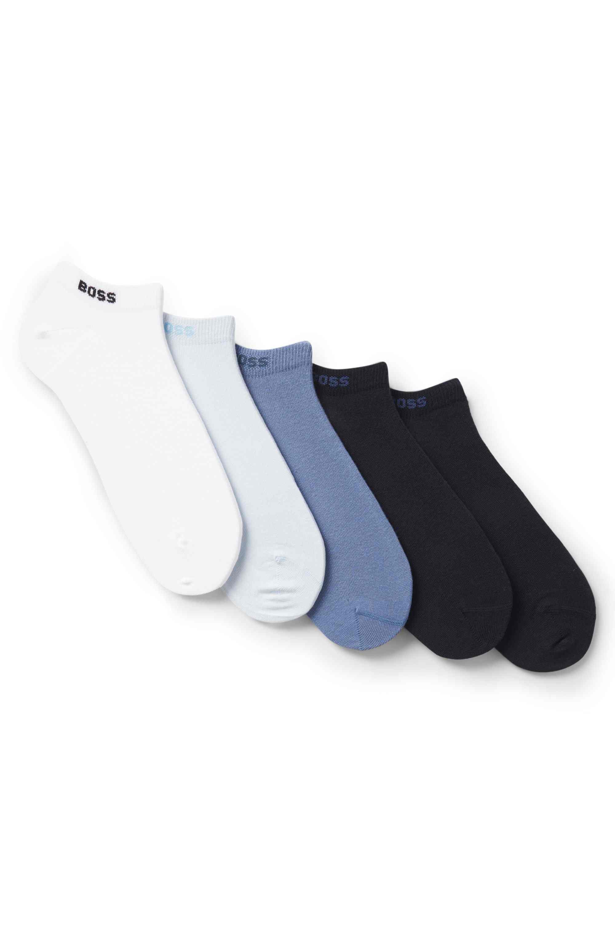 Five-pack of cotton-blend ankle socks with branding