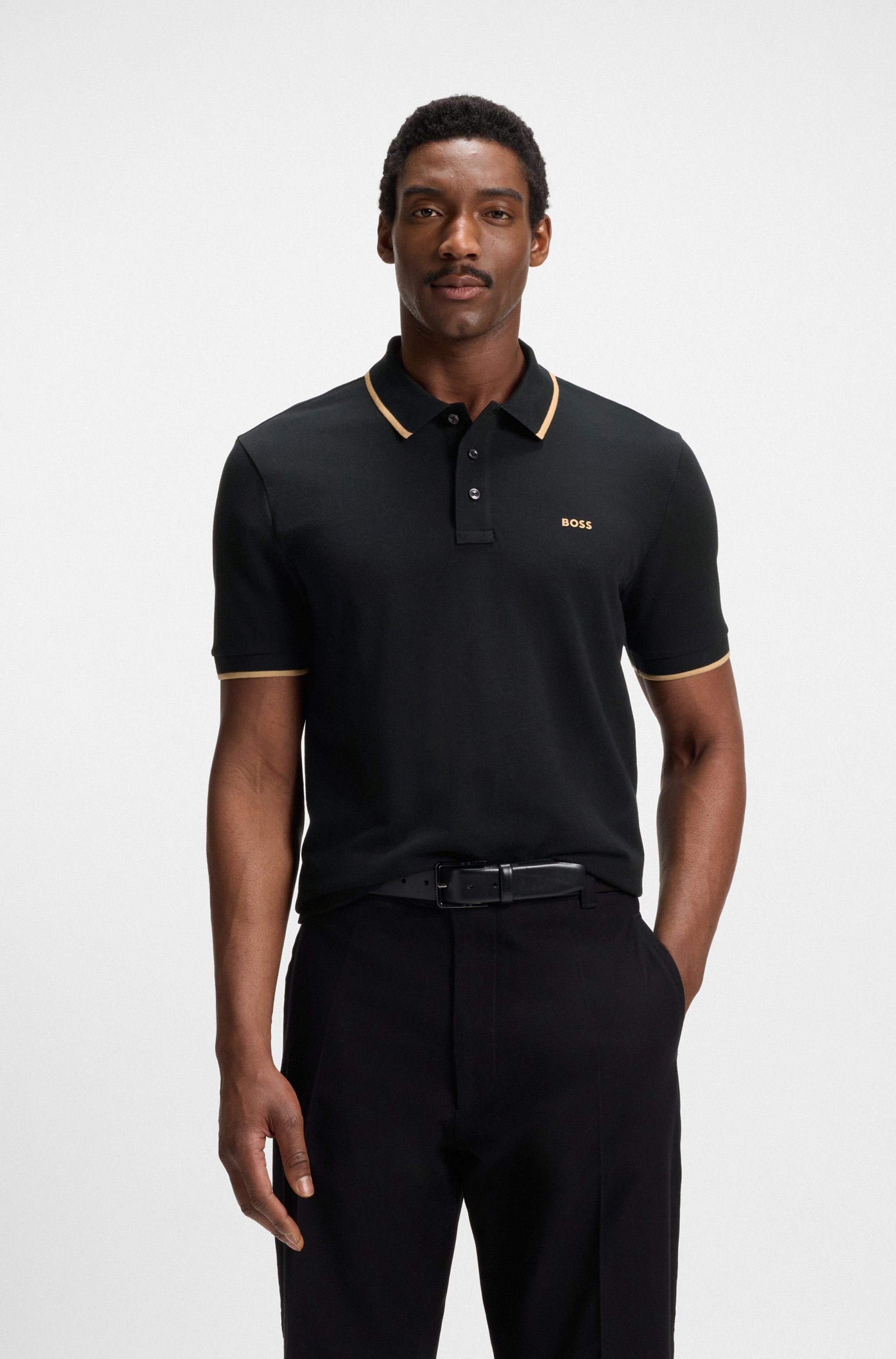 Cotton-piqué polo shirt with contrast tipping