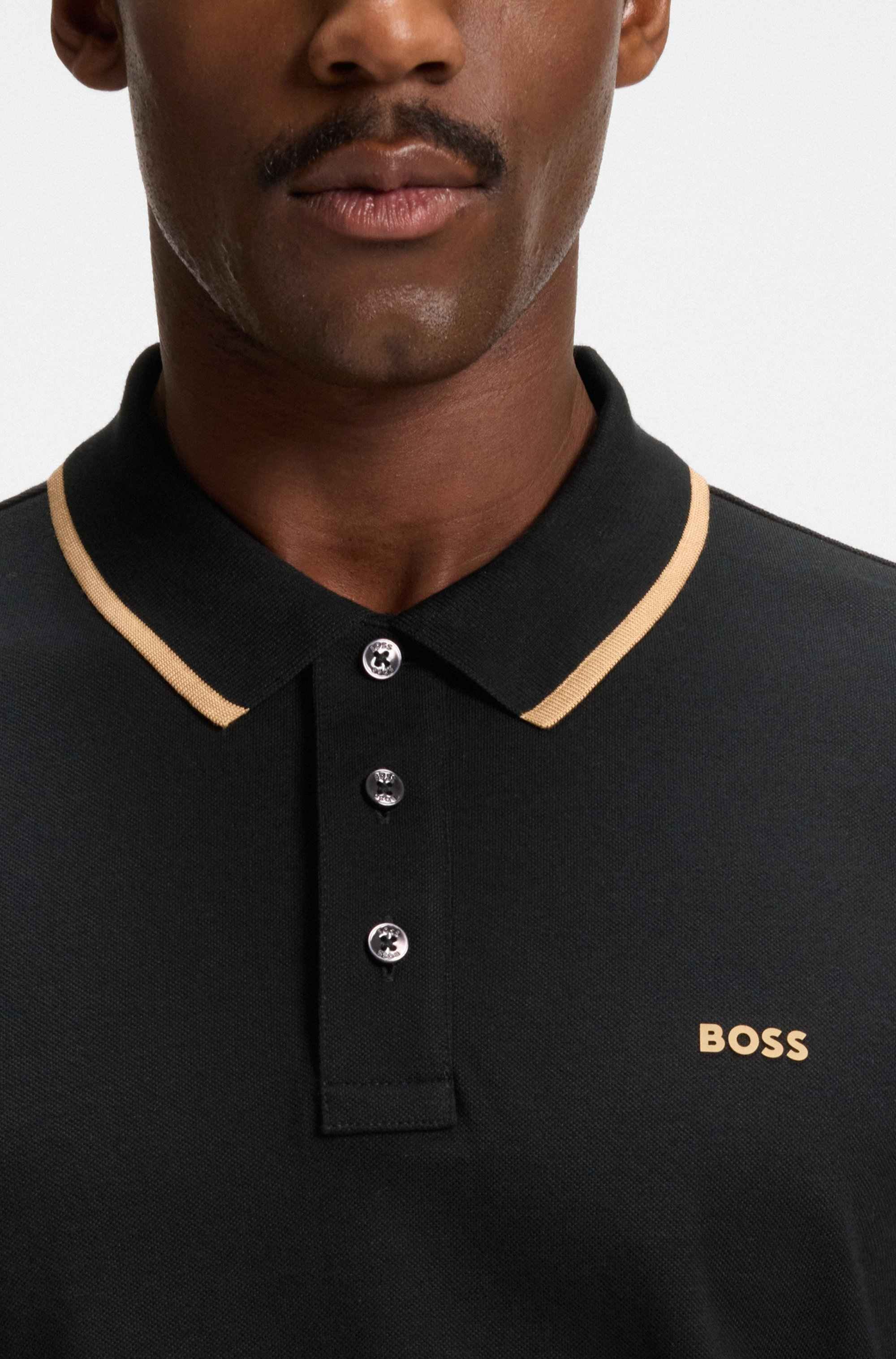 Cotton-piqué polo shirt with contrast tipping
