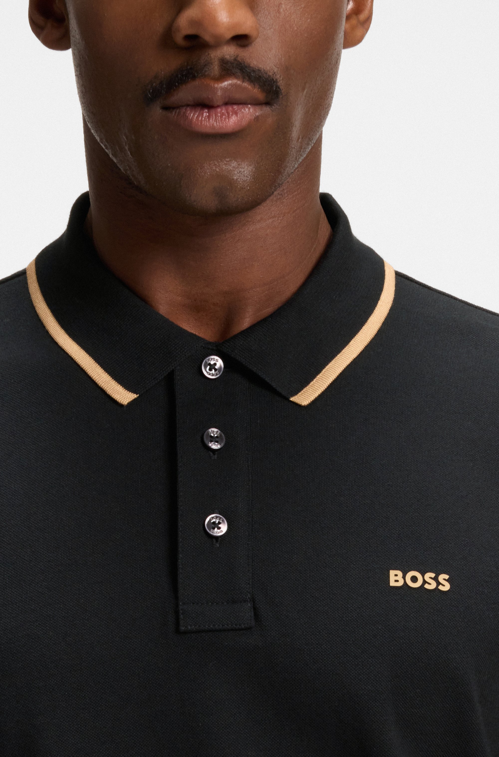 Cotton-piqué polo shirt with contrast tipping