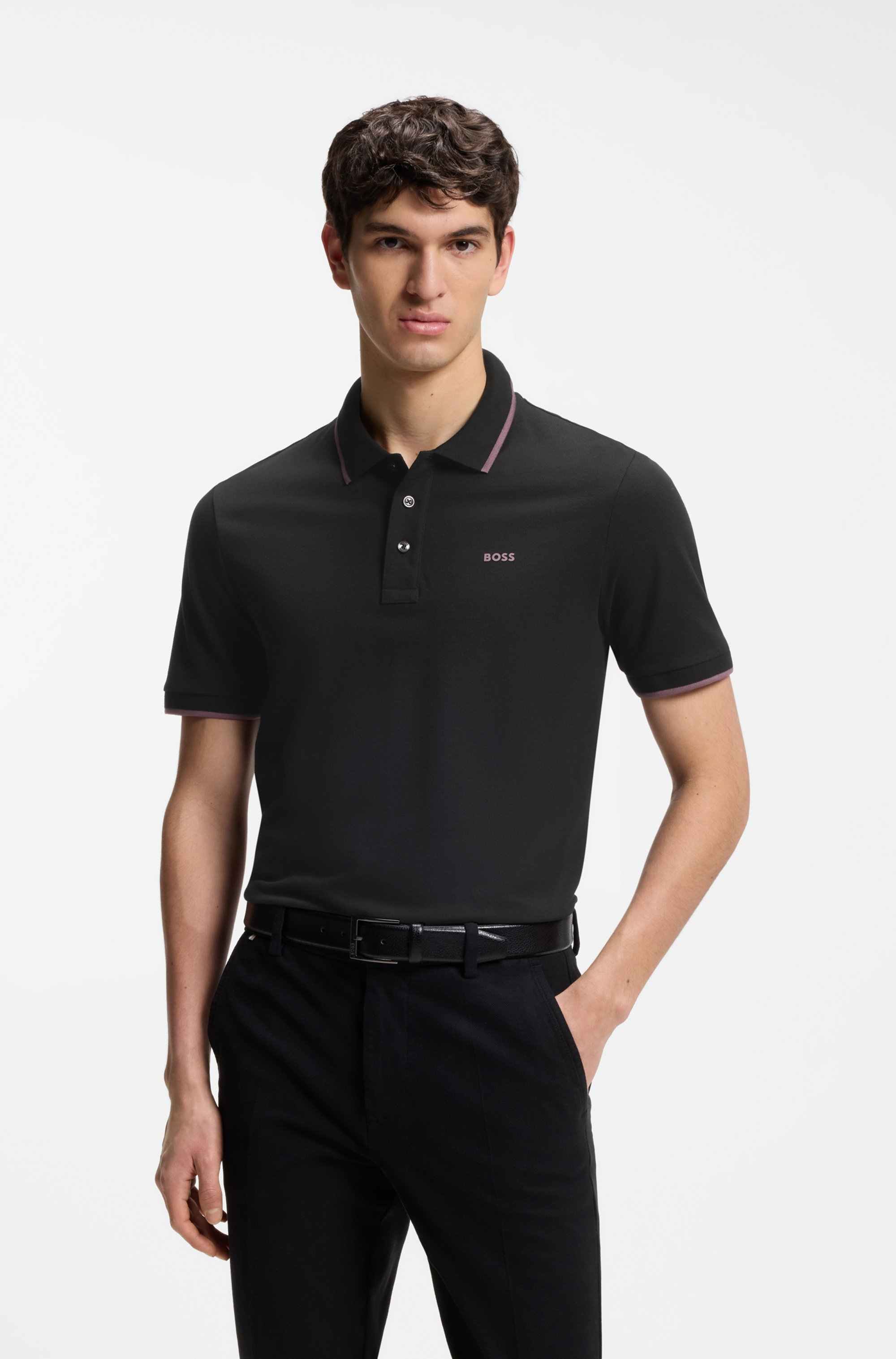 Cotton-piqué polo shirt with contrast tipping