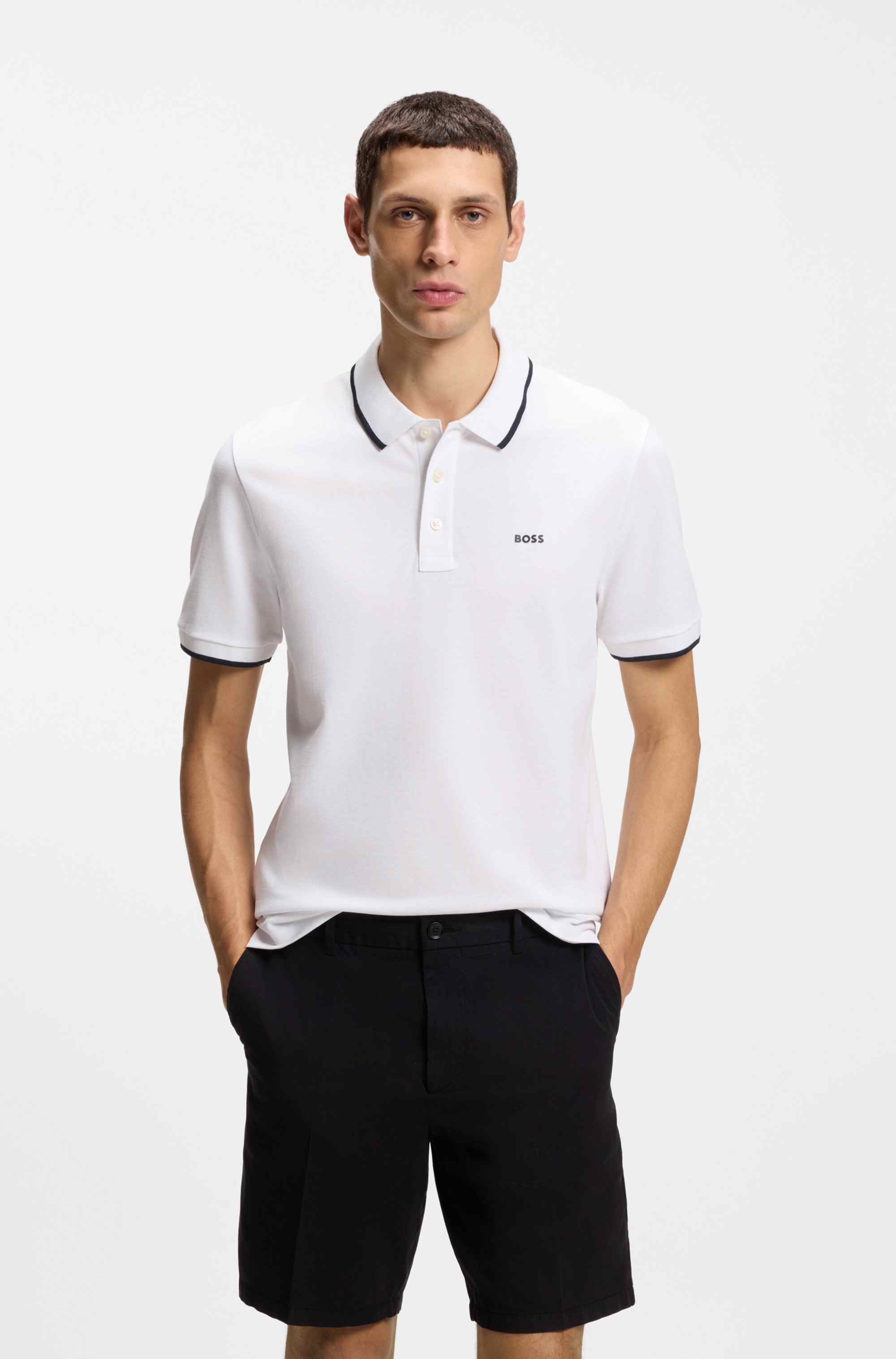 Cotton-piqué polo shirt with contrast tipping