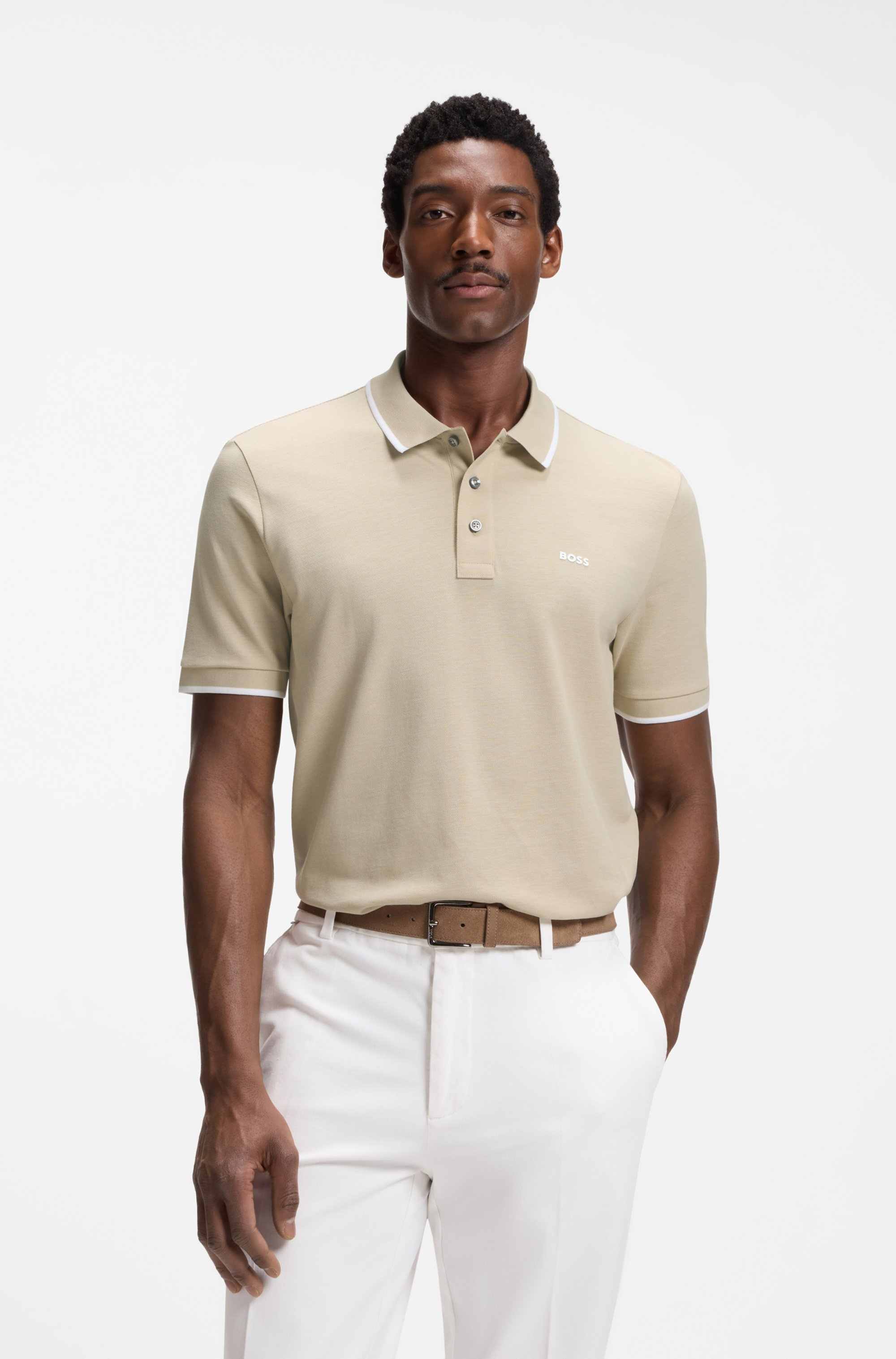 Cotton-piqué polo shirt with contrast tipping