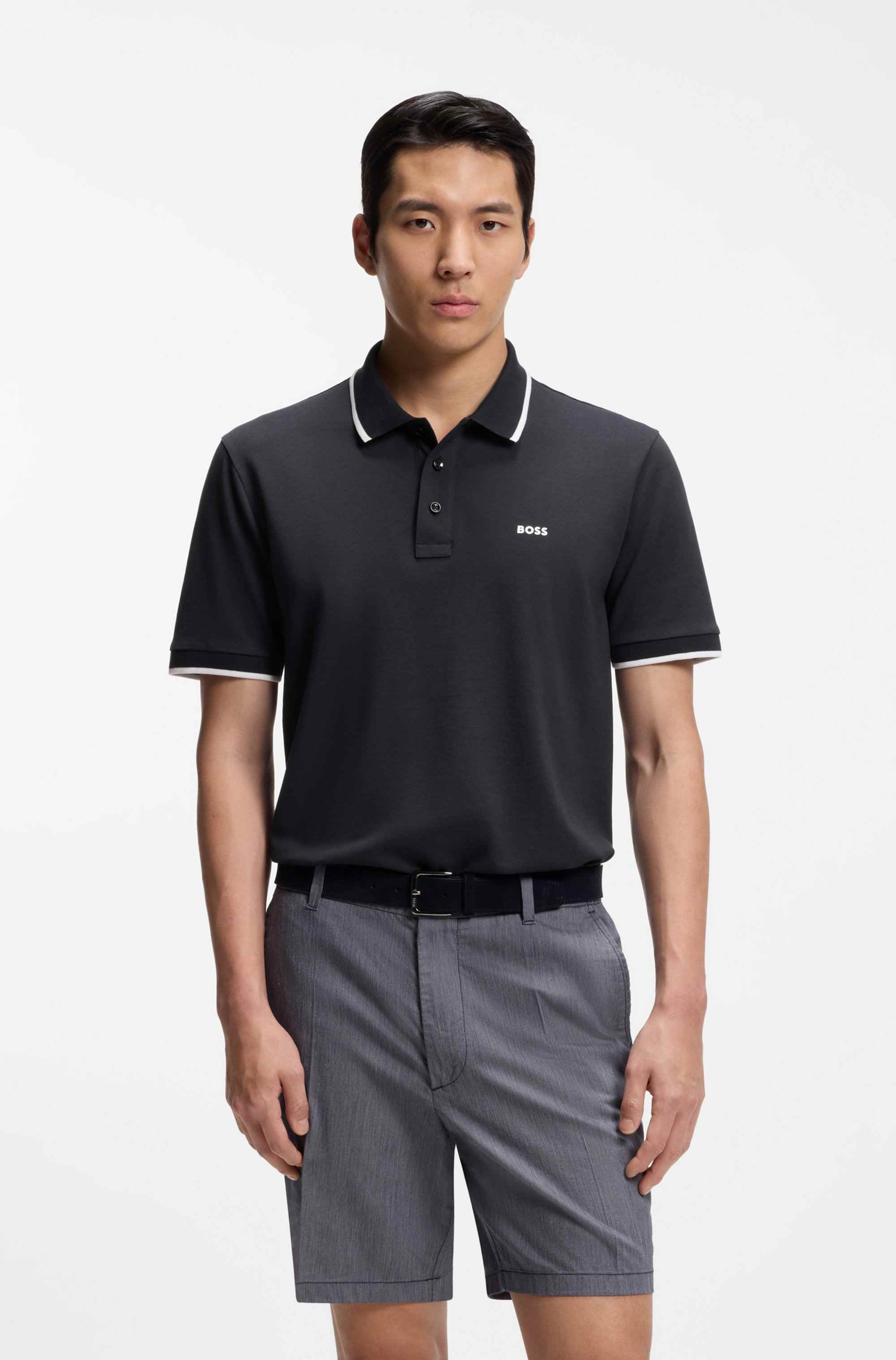 Cotton-piqué polo shirt with contrast tipping