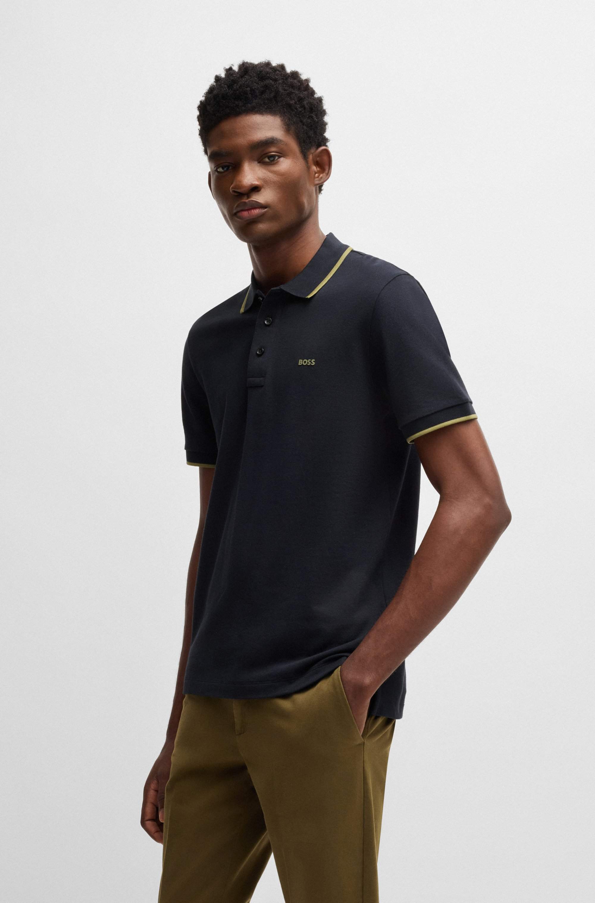 Cotton-piqué polo shirt with contrast tipping