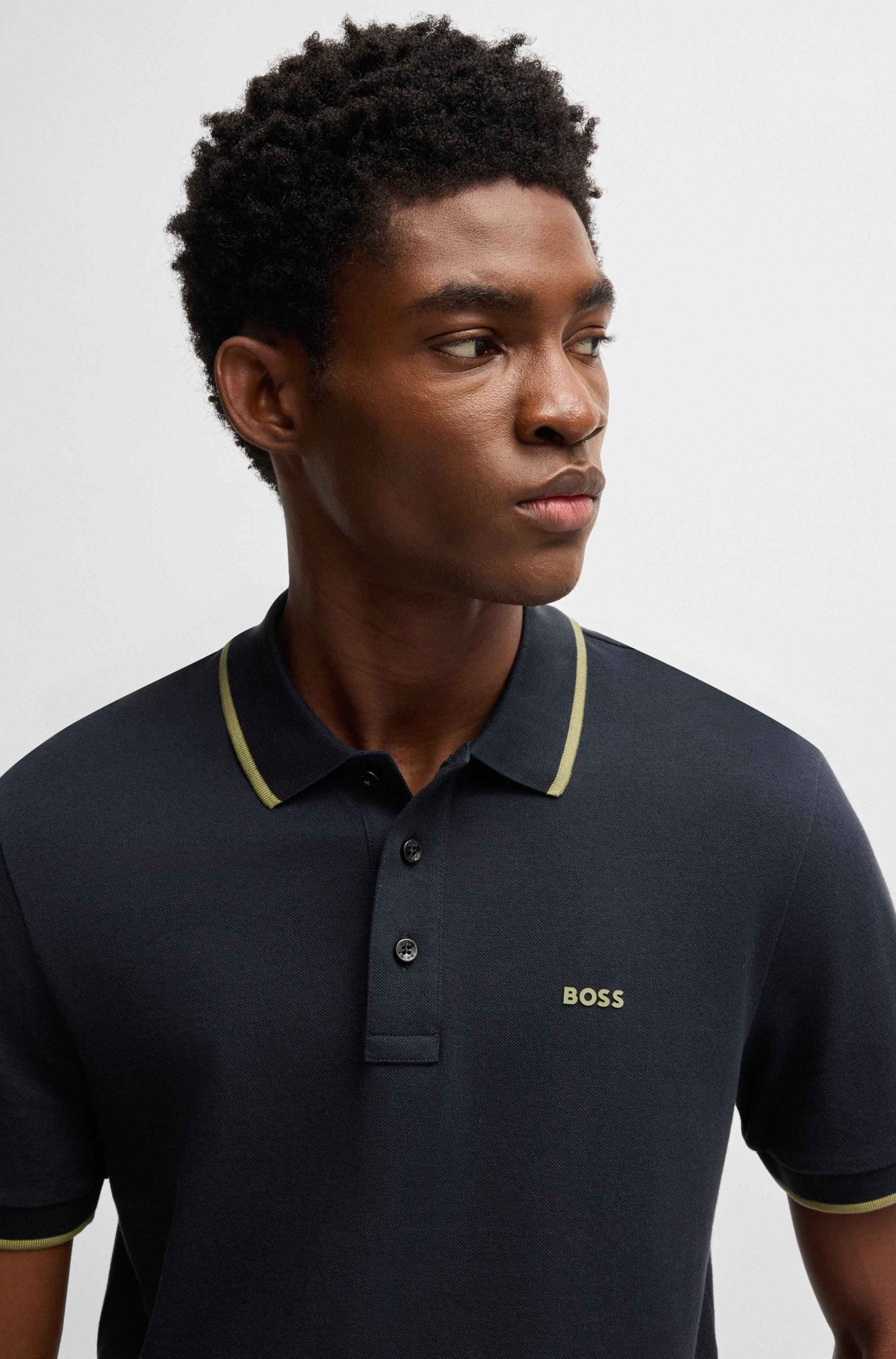 Cotton-piqué polo shirt with contrast tipping