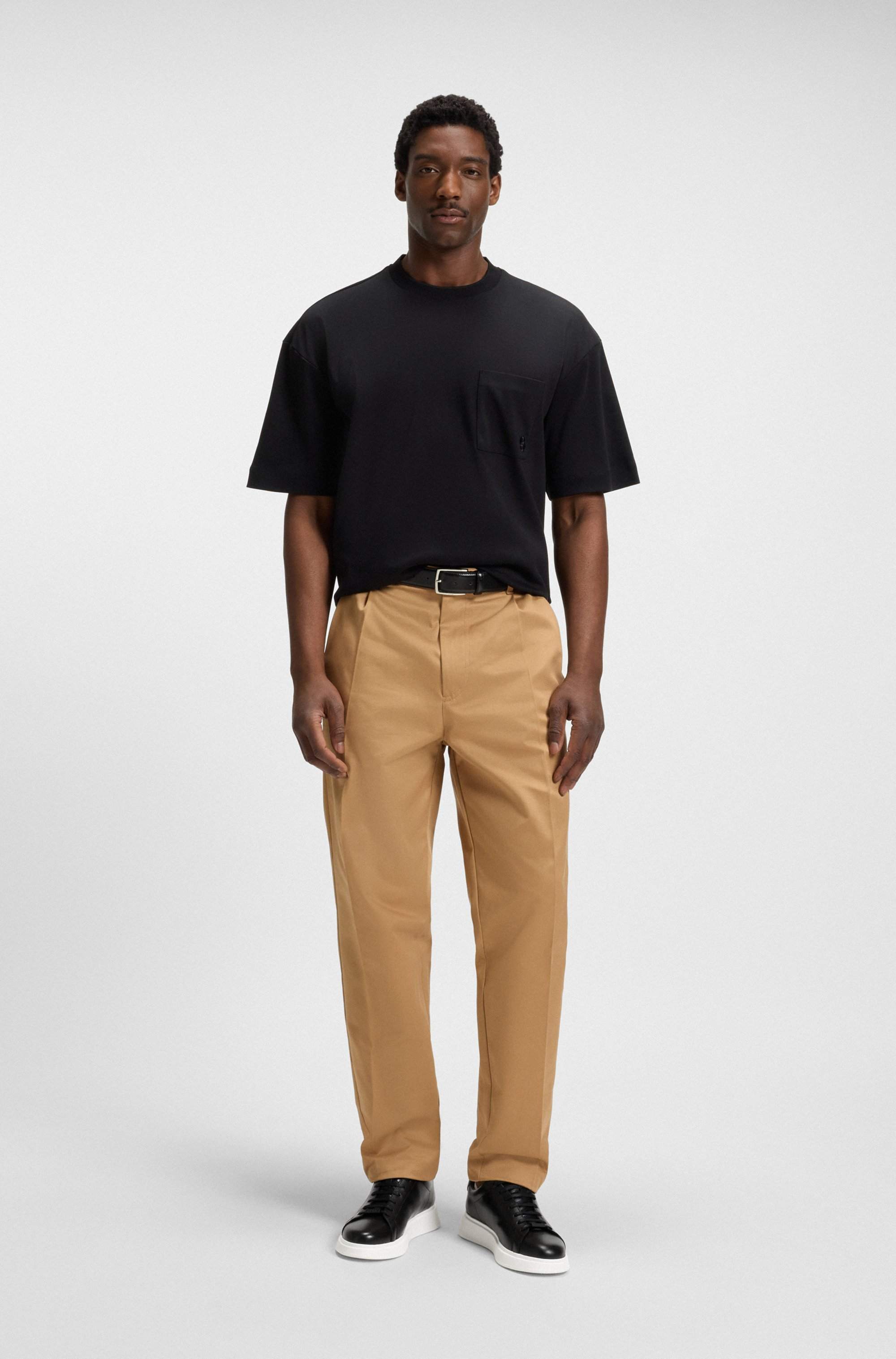 Leather trainers with rubber outsole