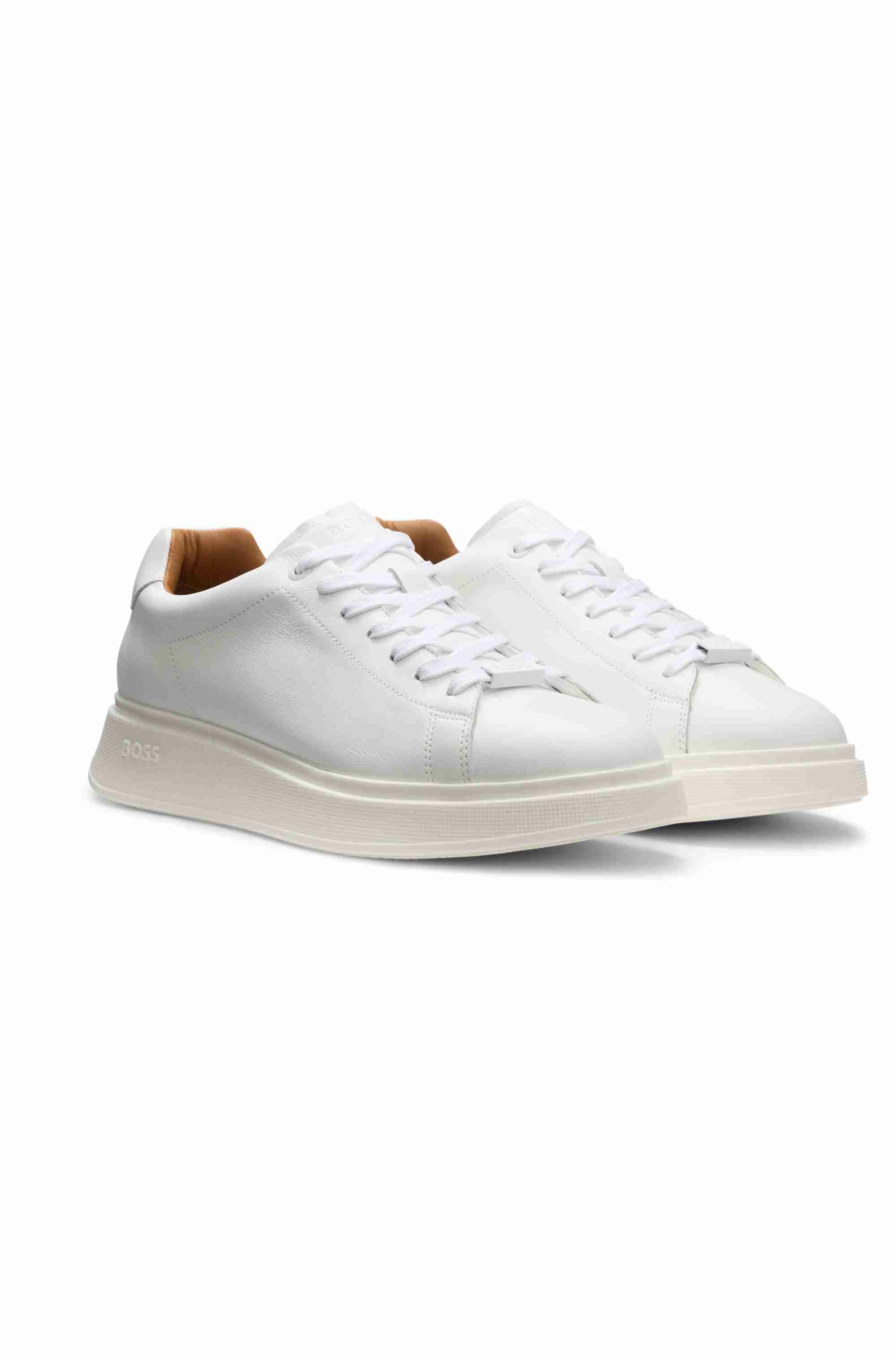 Leather trainers with rubber outsole