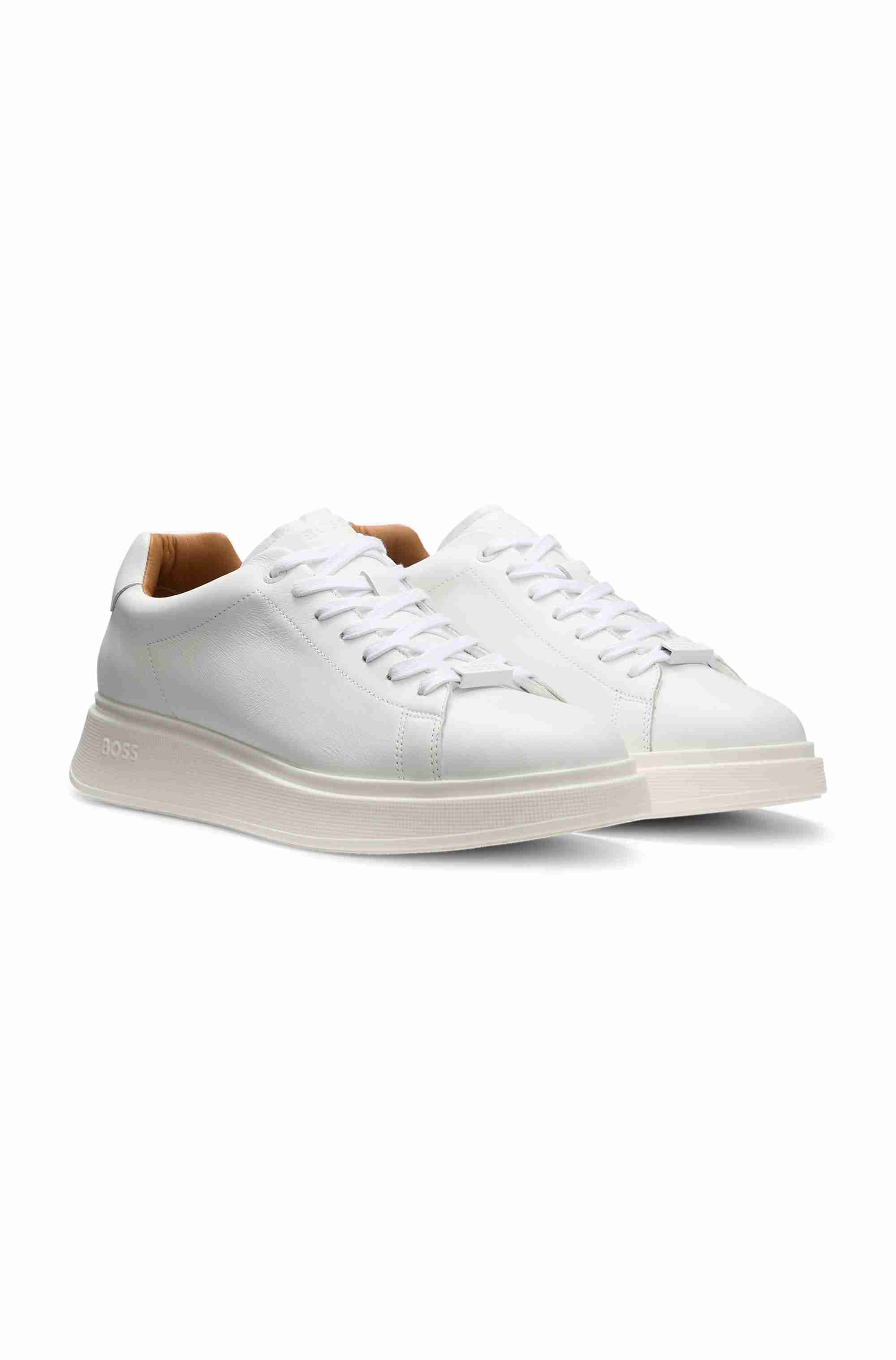 Leather trainers with rubber outsole