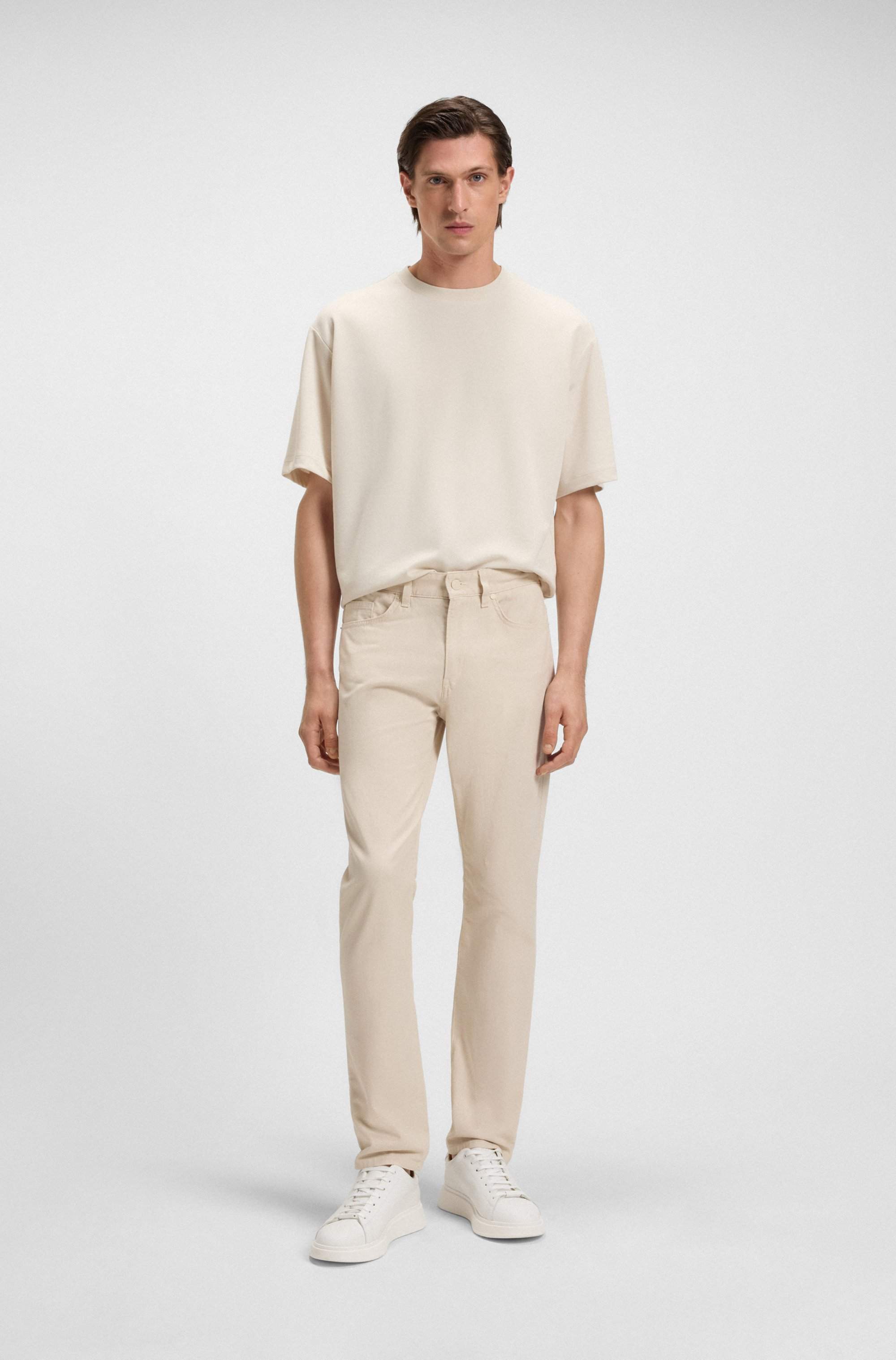 Leather trainers with rubber outsole