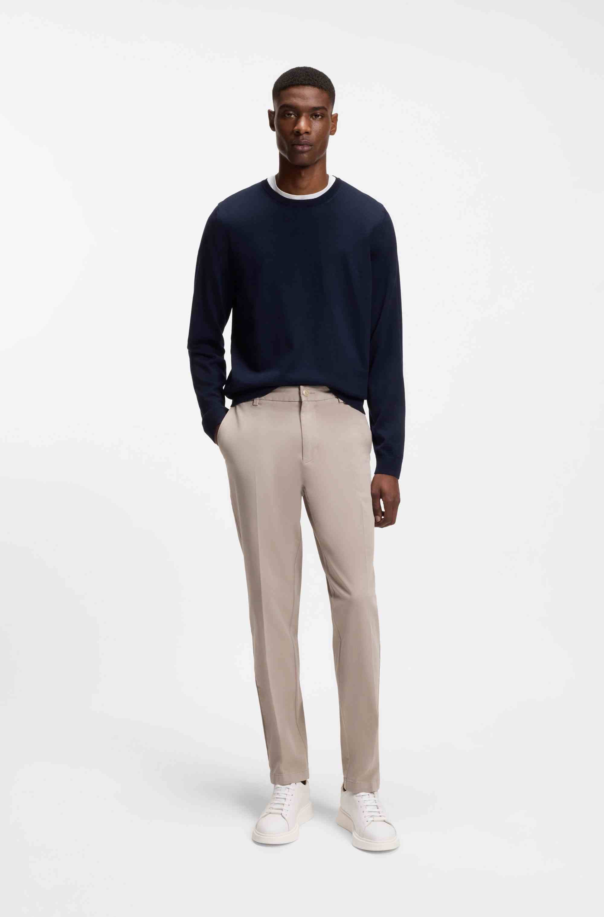 Leather trainers with rubber outsole