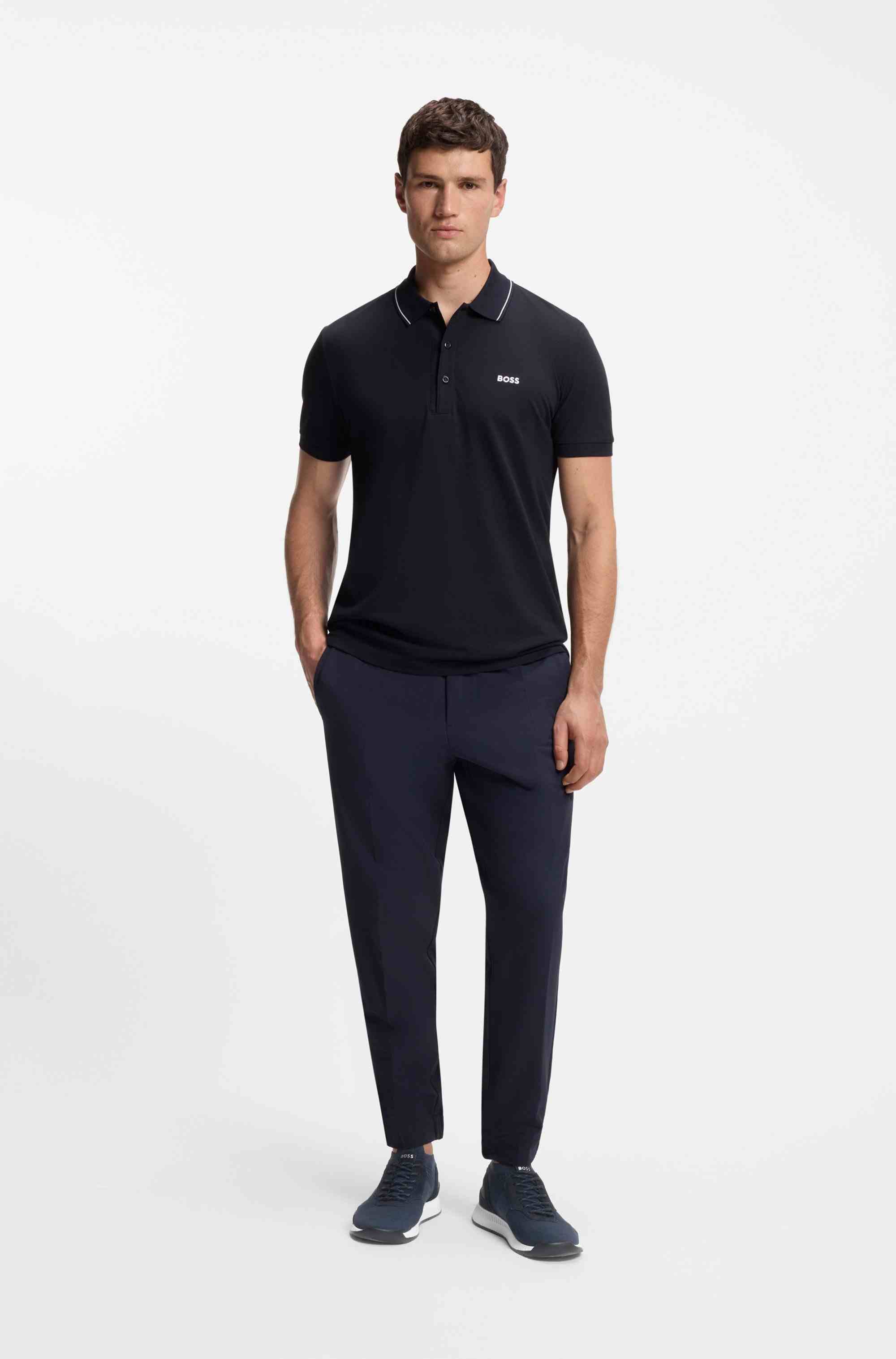 Trainers with knitted uppers and suede trims