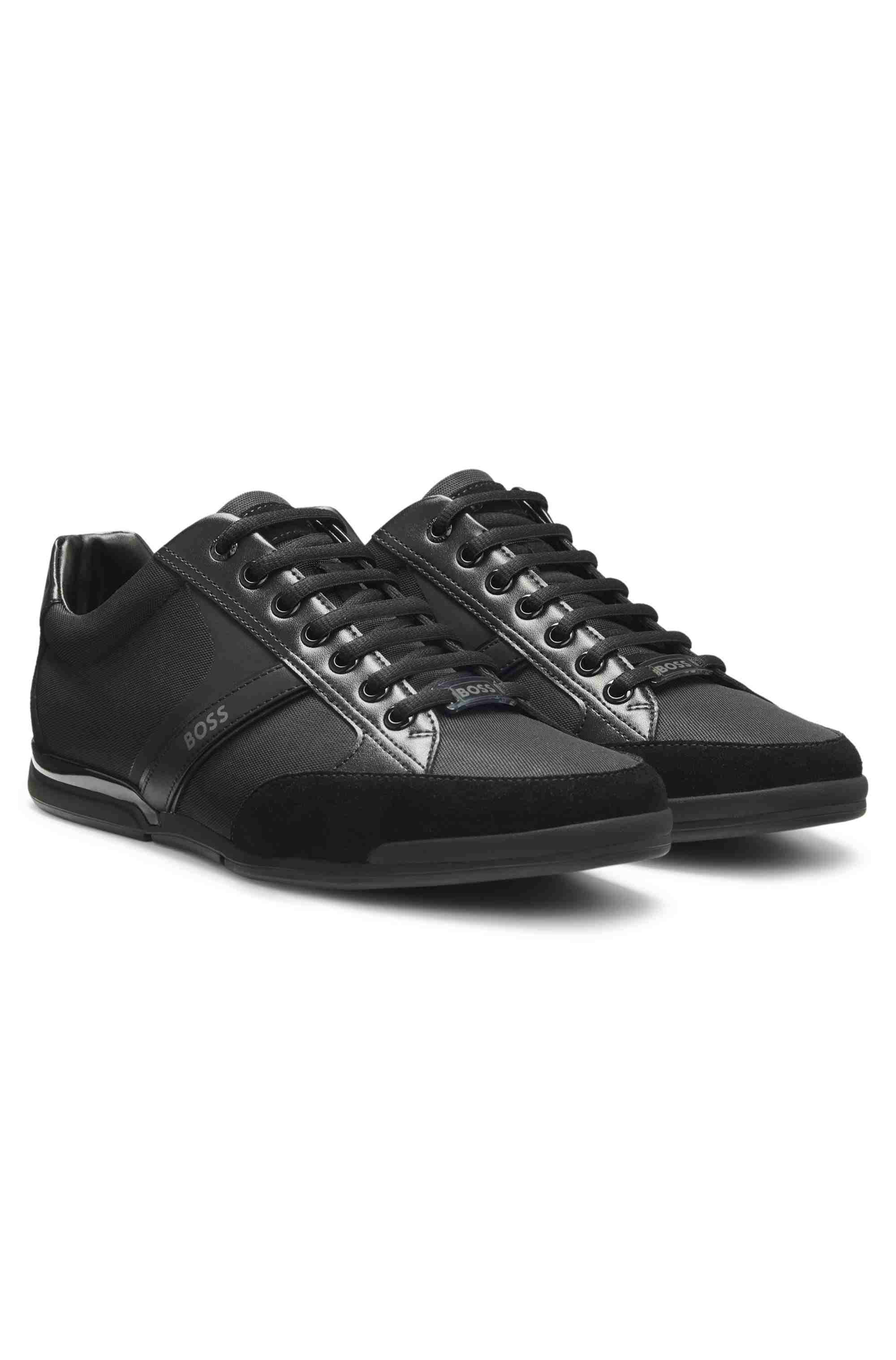 Mixed-material trainers with suede and faux leather
