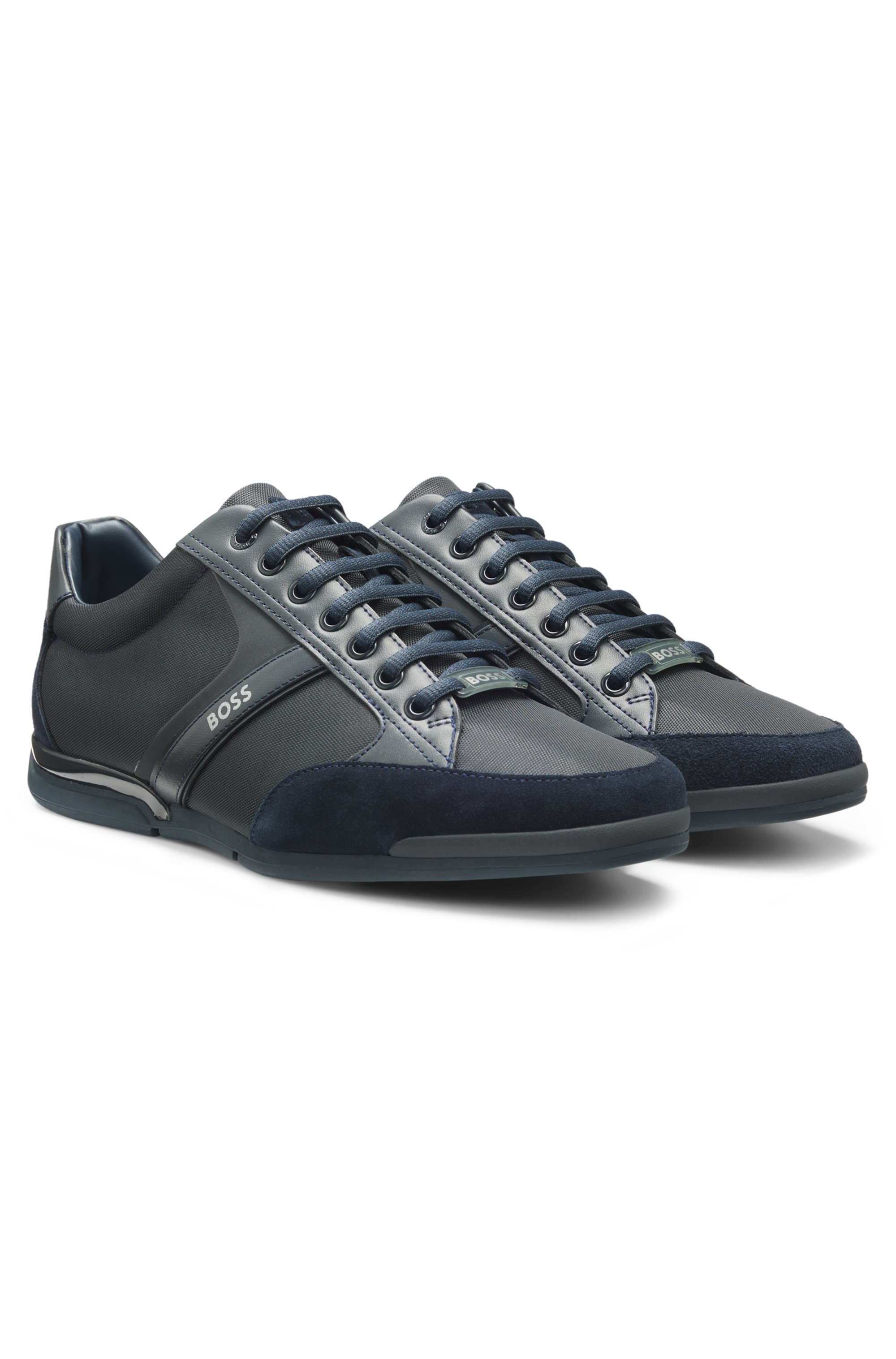 Mixed-material trainers with suede and faux leather