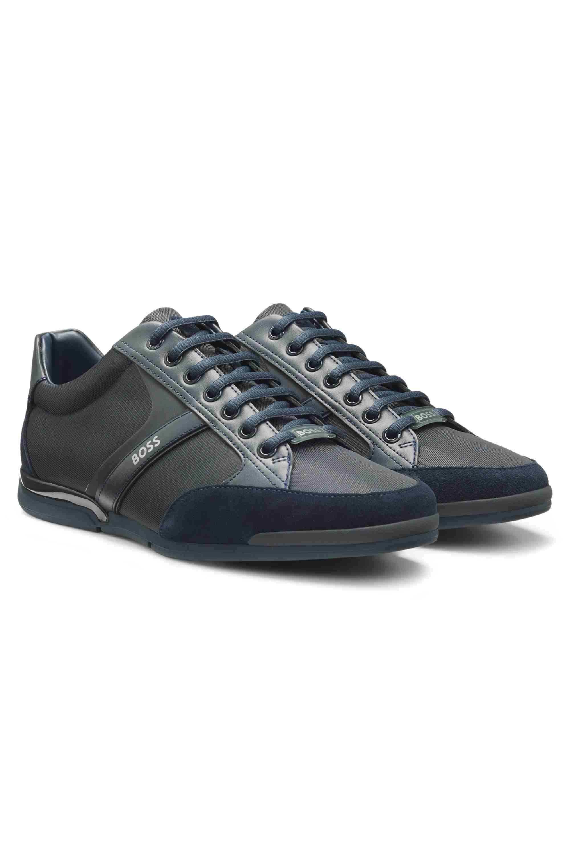 Mixed-material trainers with suede and faux leather