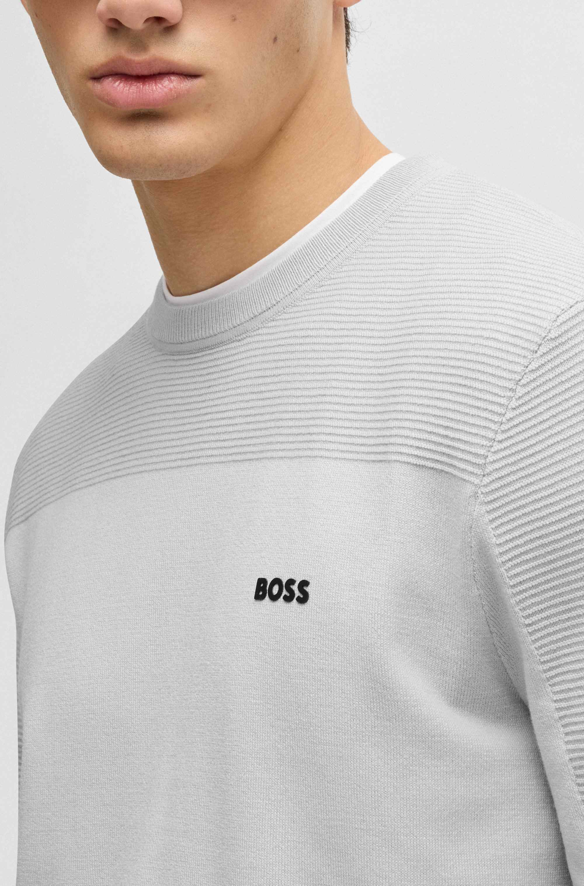 Branded crew-neck sweater in dry-flex fabric