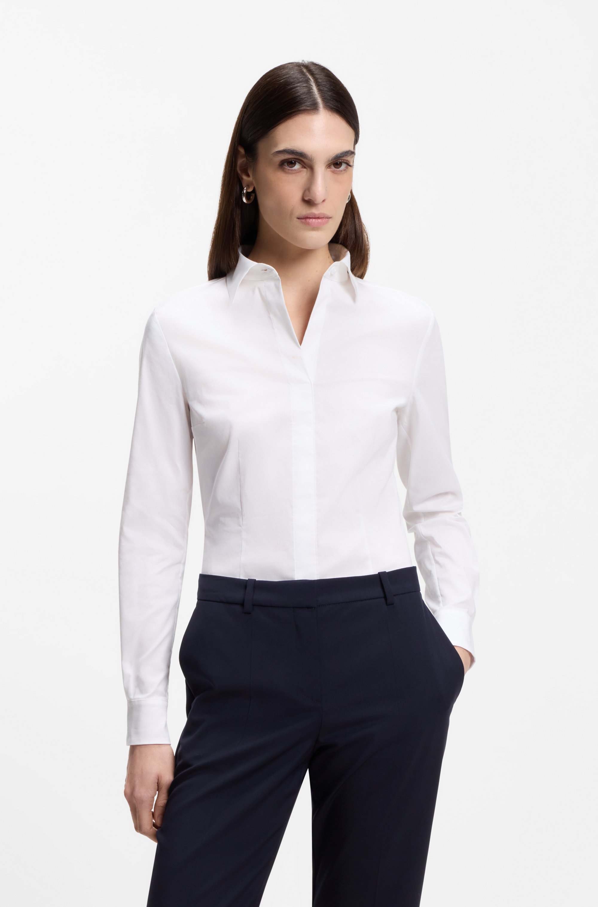 Regular-fit blouse in a cotton blend