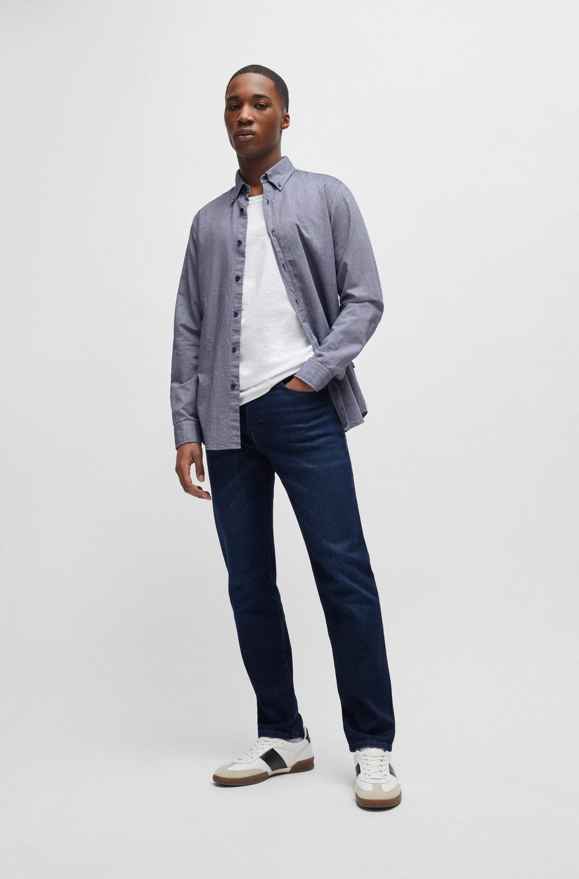 Maine Regular-fit jeans in dark-blue comfort-stretch denim