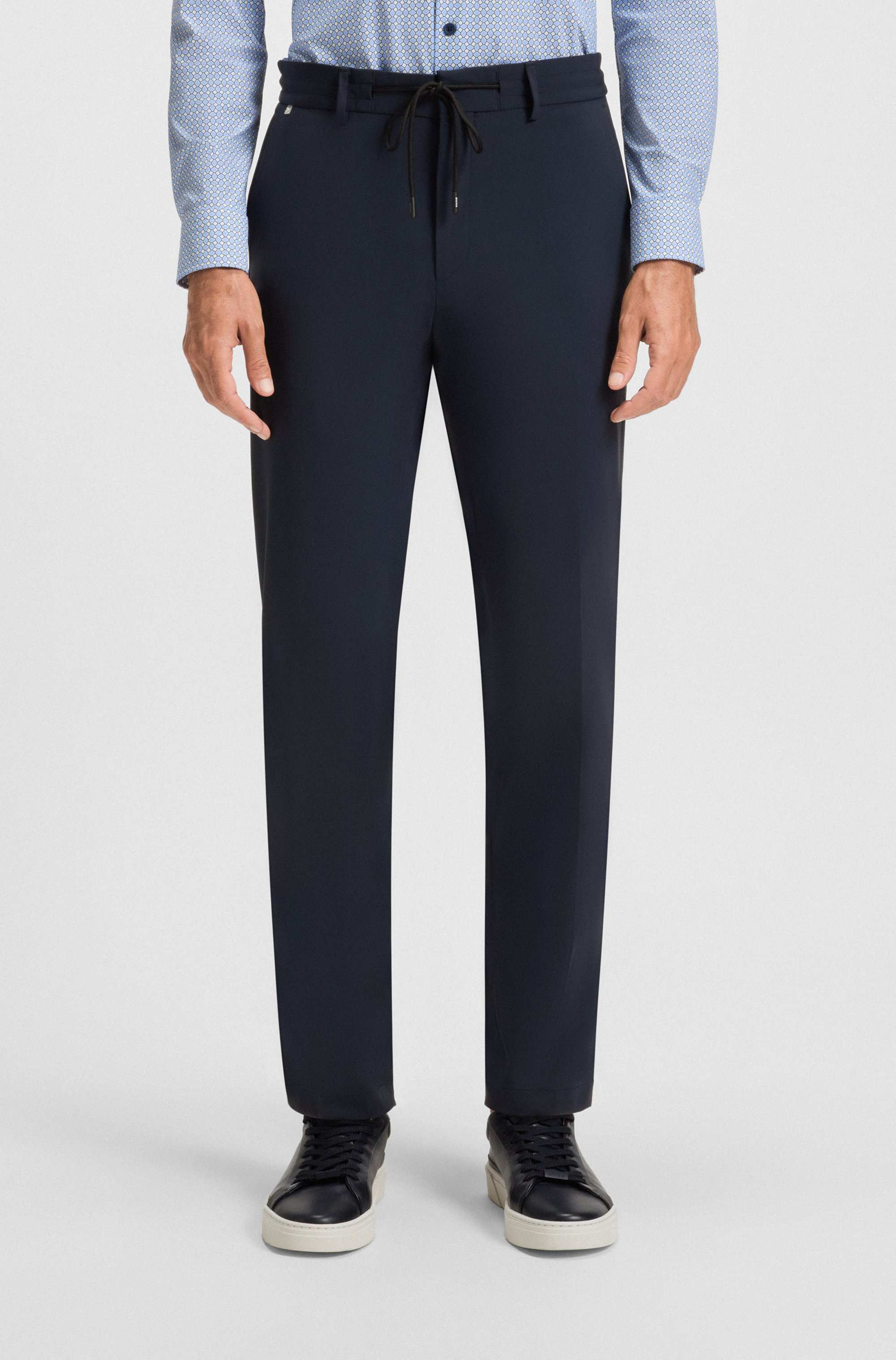 Slim-fit trousers in performance-stretch jersey