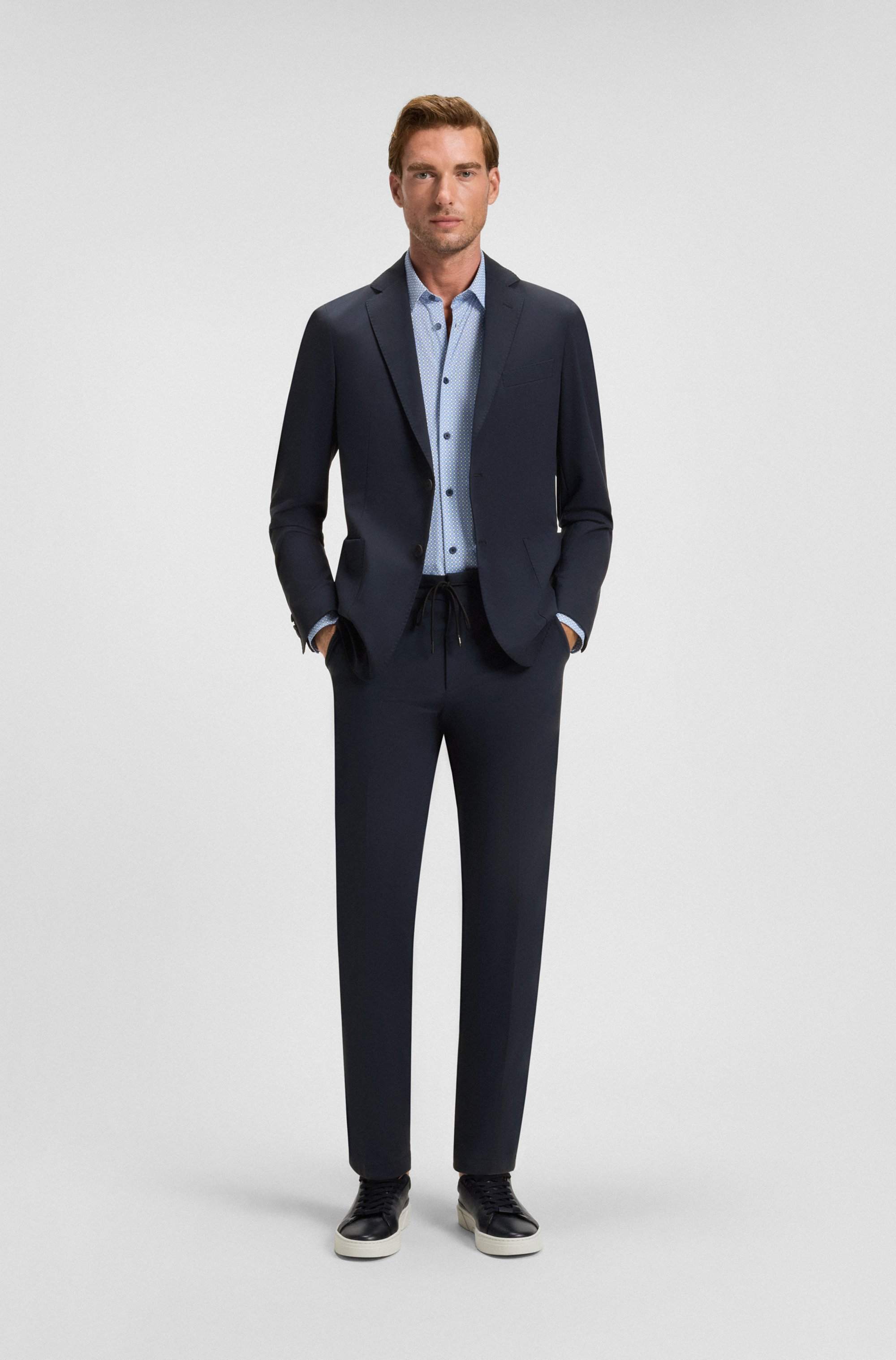 Slim-fit trousers in performance-stretch jersey