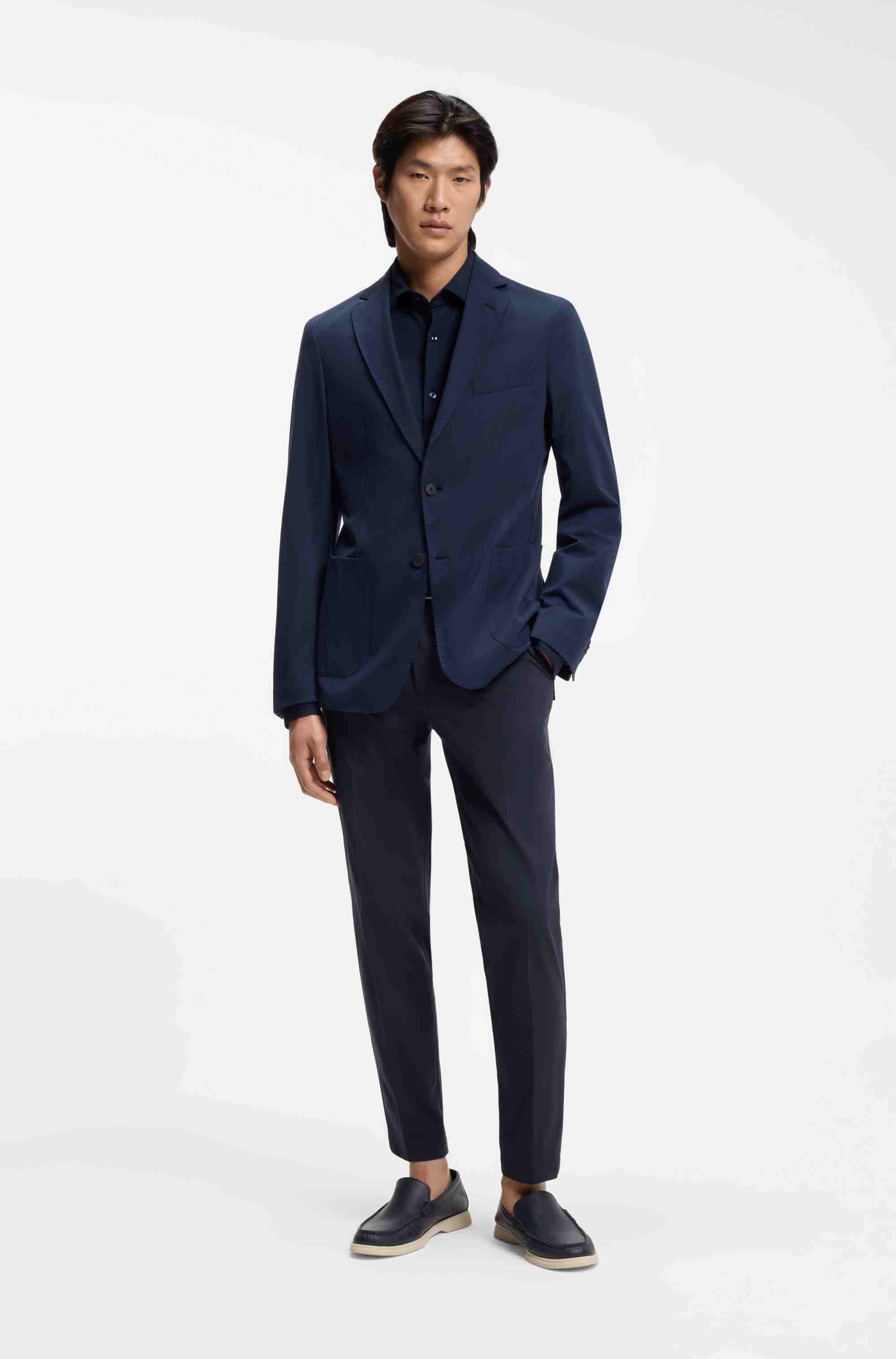 Dressletic slim-fit trousers in washable stretch jersey