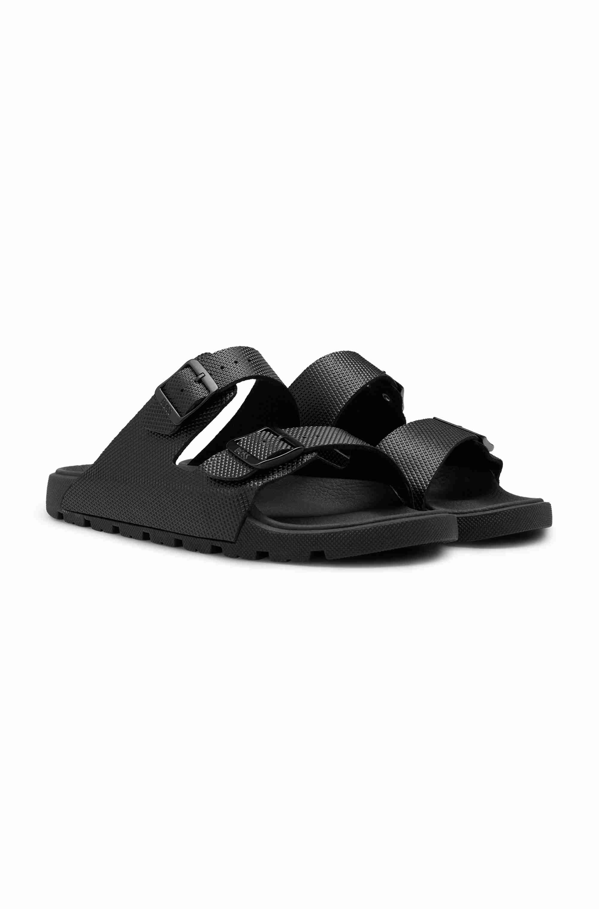 All-gender twin-strap sandals with structured uppers