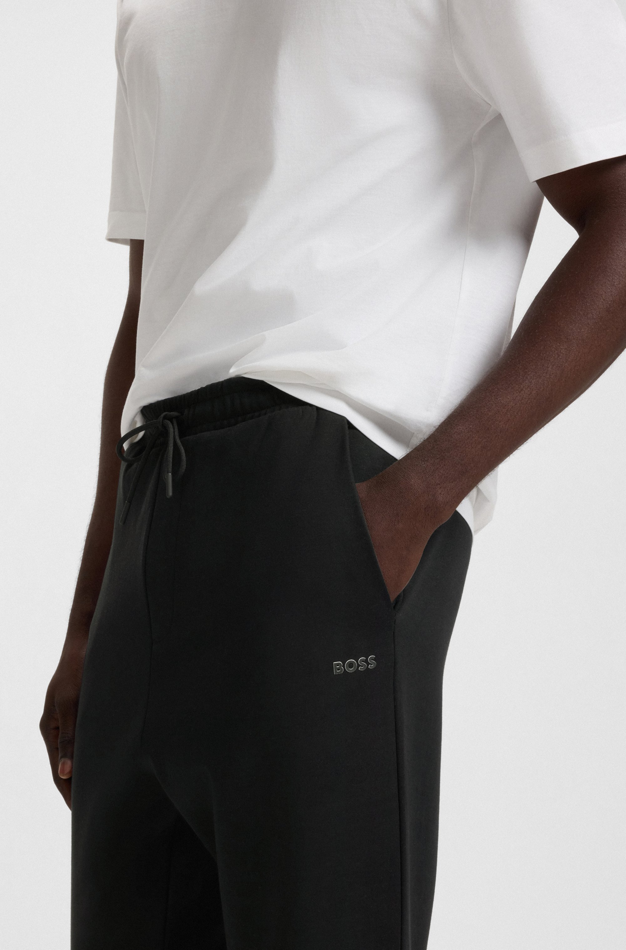 Stretch-cotton tracksuit bottoms with logo print