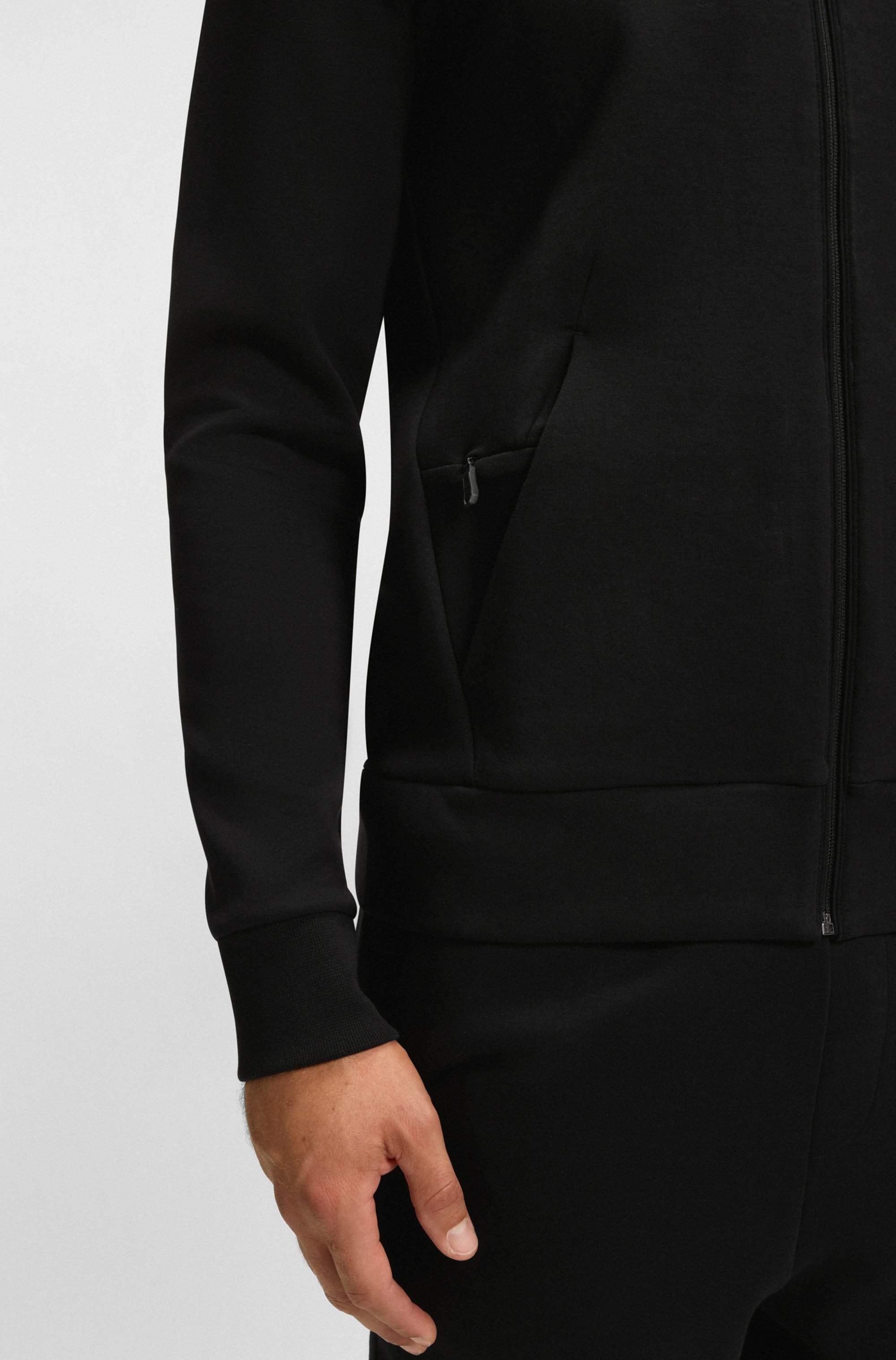 Zip-up sweatshirt in stretch cotton with logo print