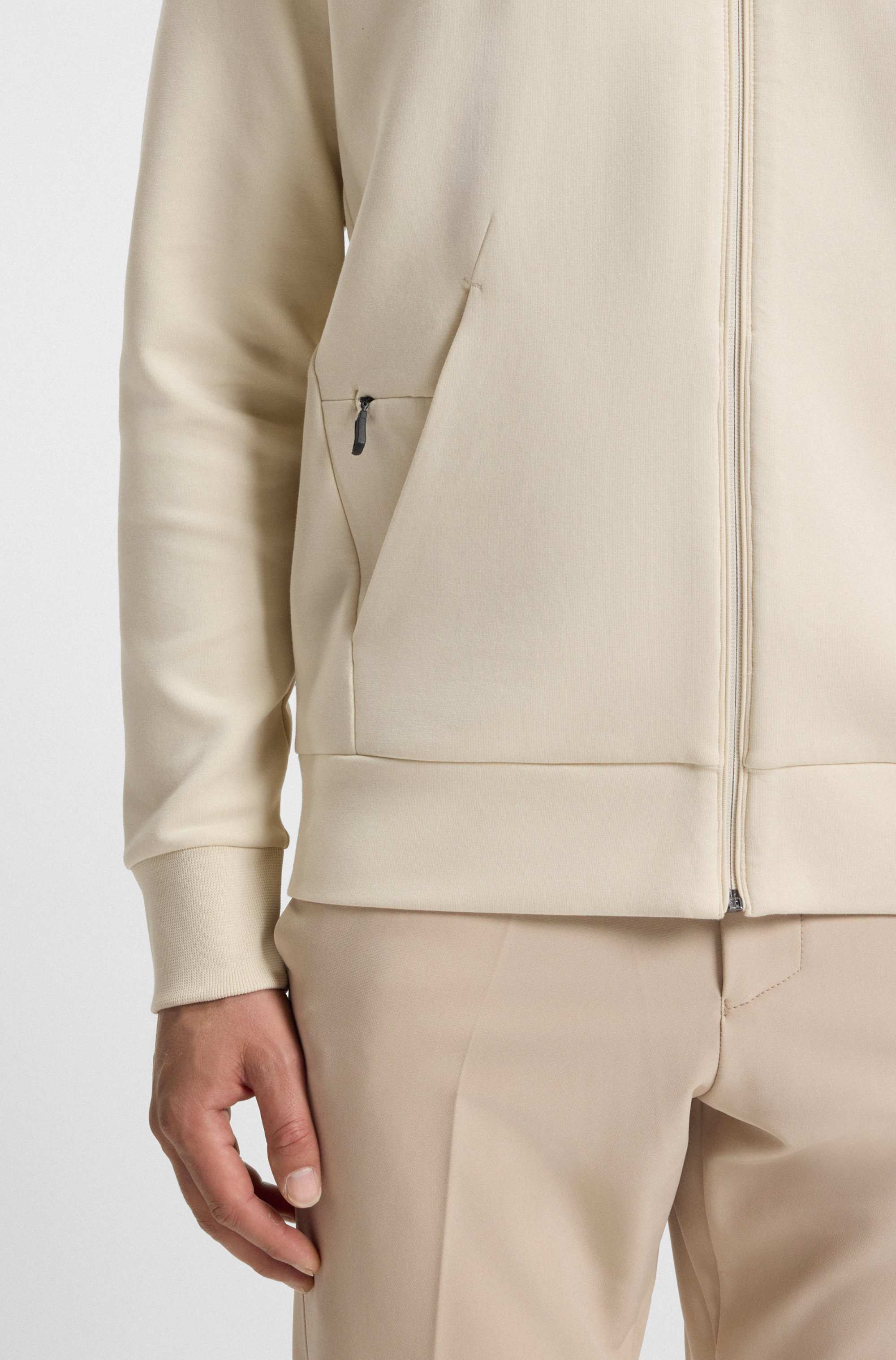 Stretch-cotton zip-up sweatshirt with logo print