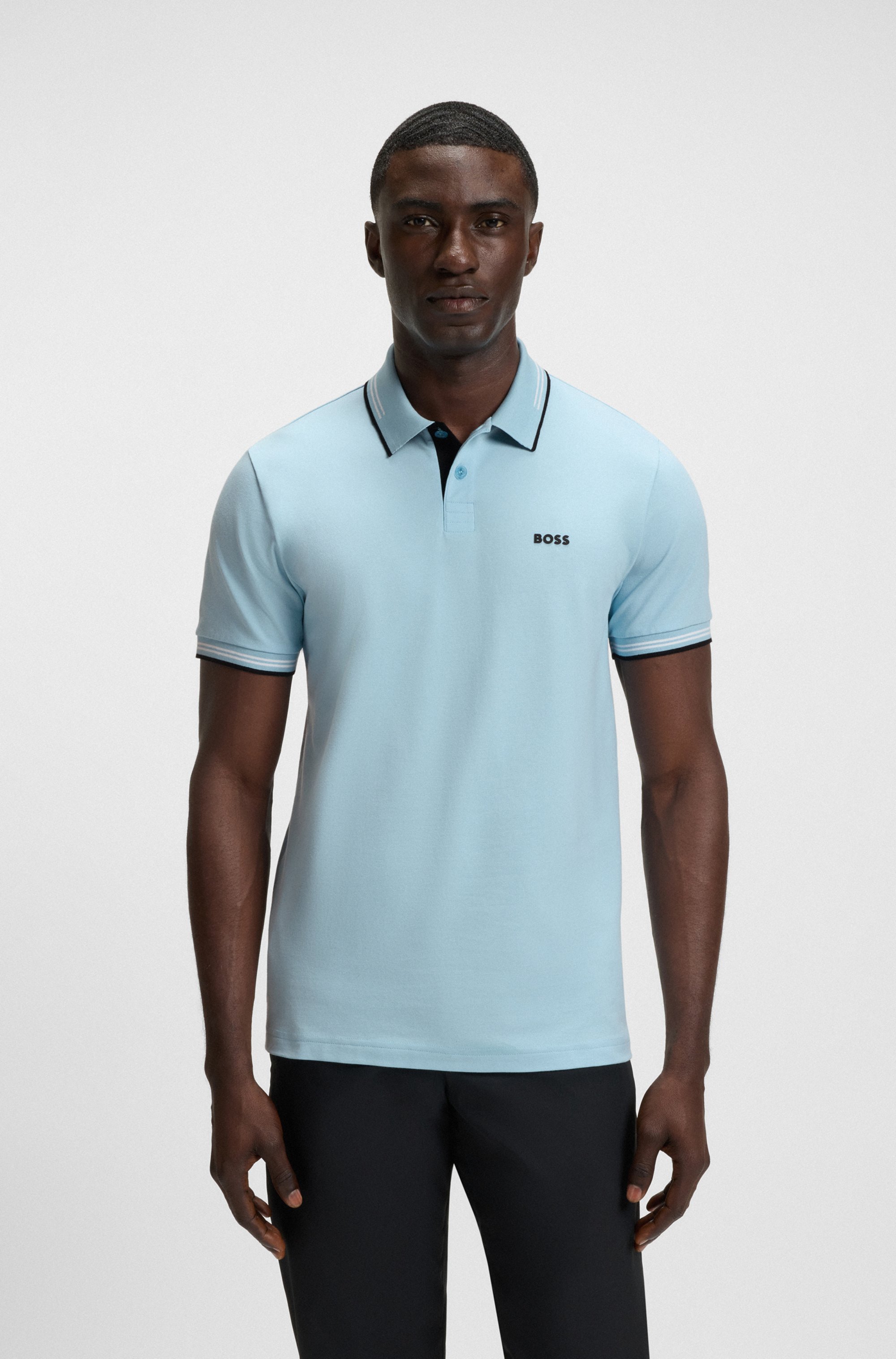 Stretch-cotton slim-fit polo shirt with branding