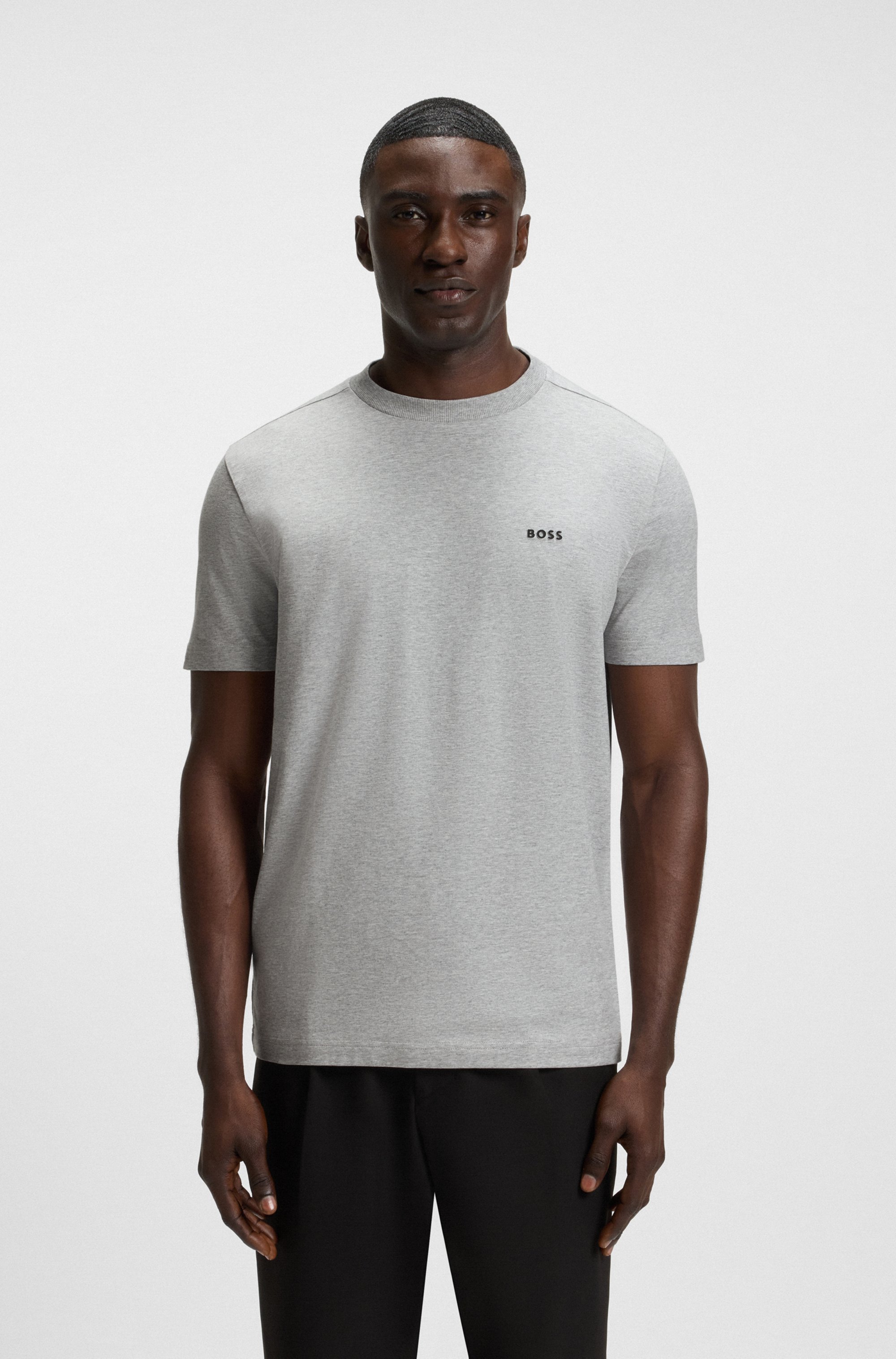 Stretch-cotton T-shirt with logo detail