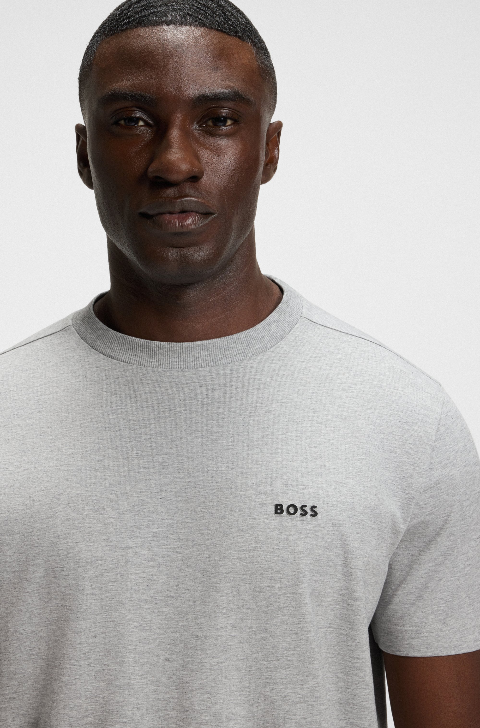 Stretch-cotton T-shirt with contrast logo