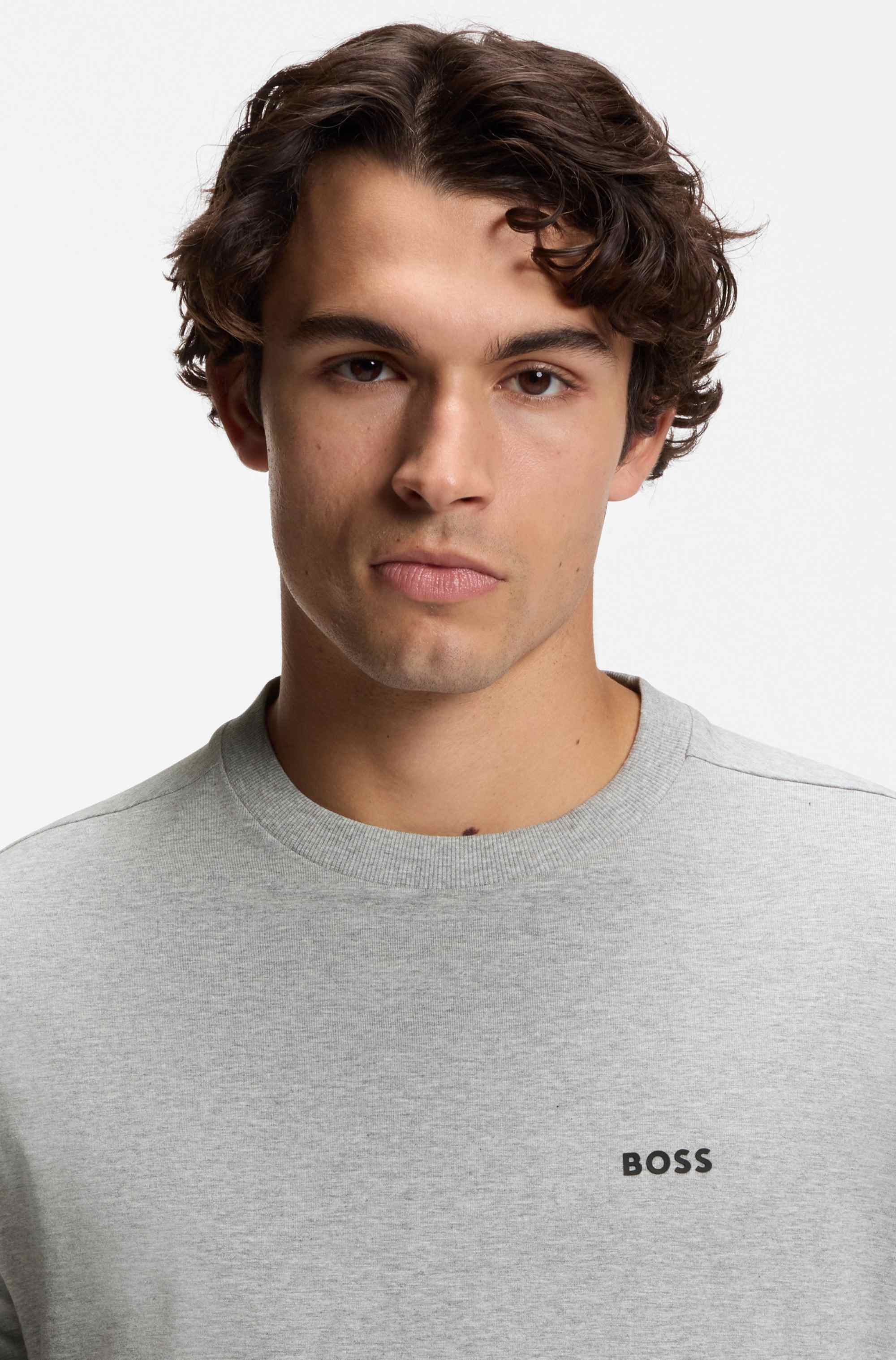 Stretch-cotton T-shirt with logo detail