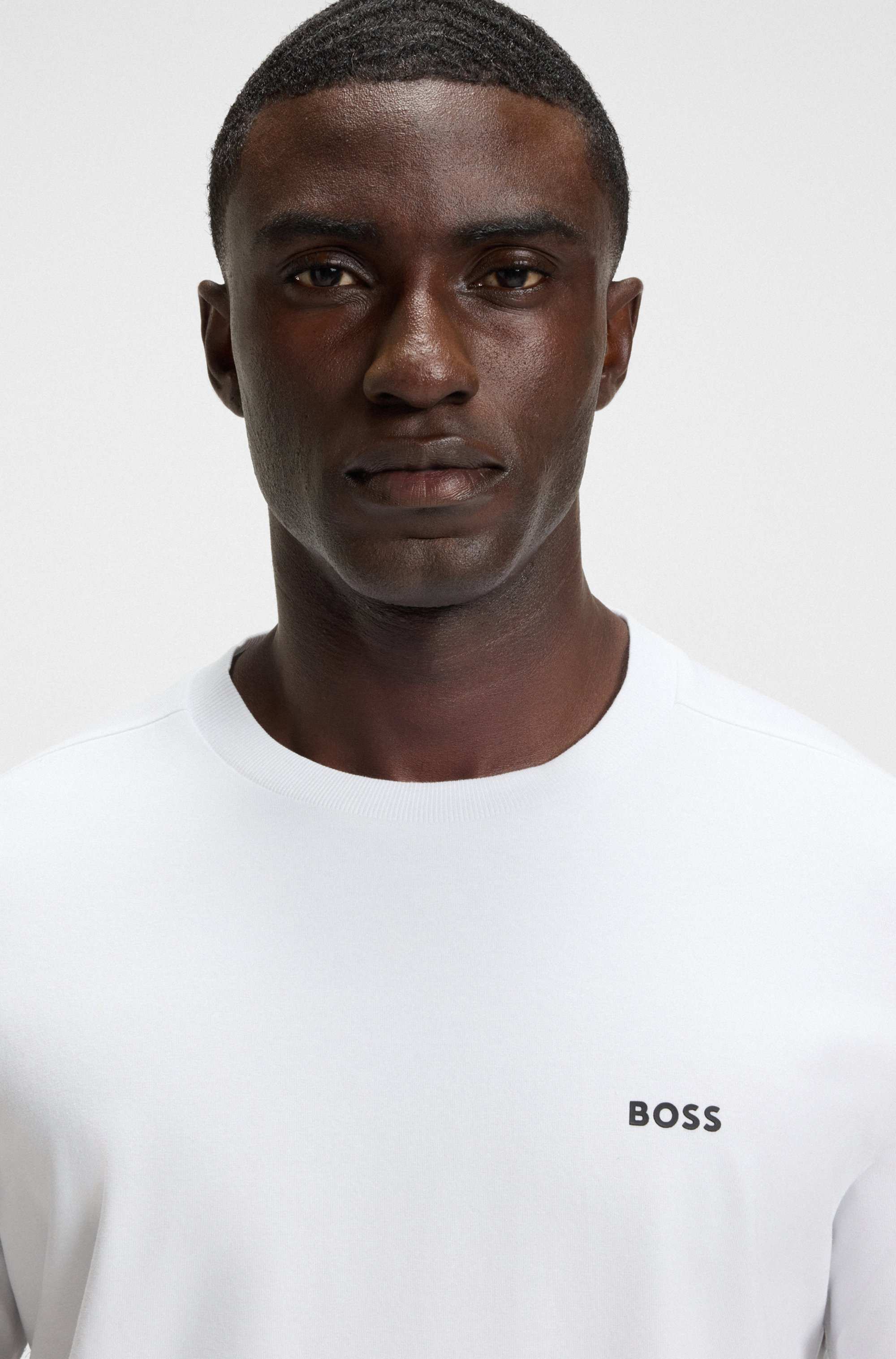 Stretch-cotton T-shirt with contrast logo