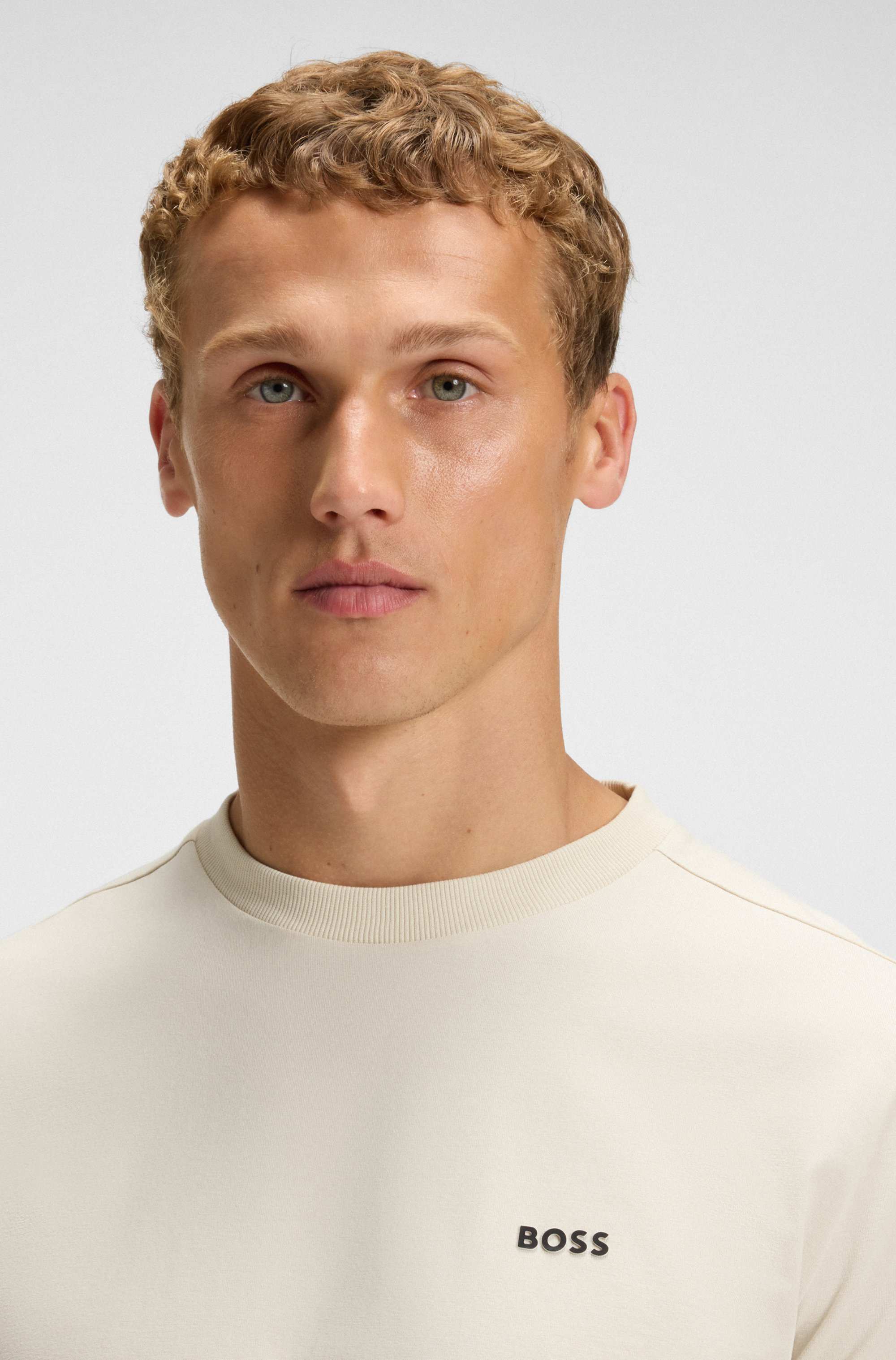Stretch-cotton T-shirt with contrast logo