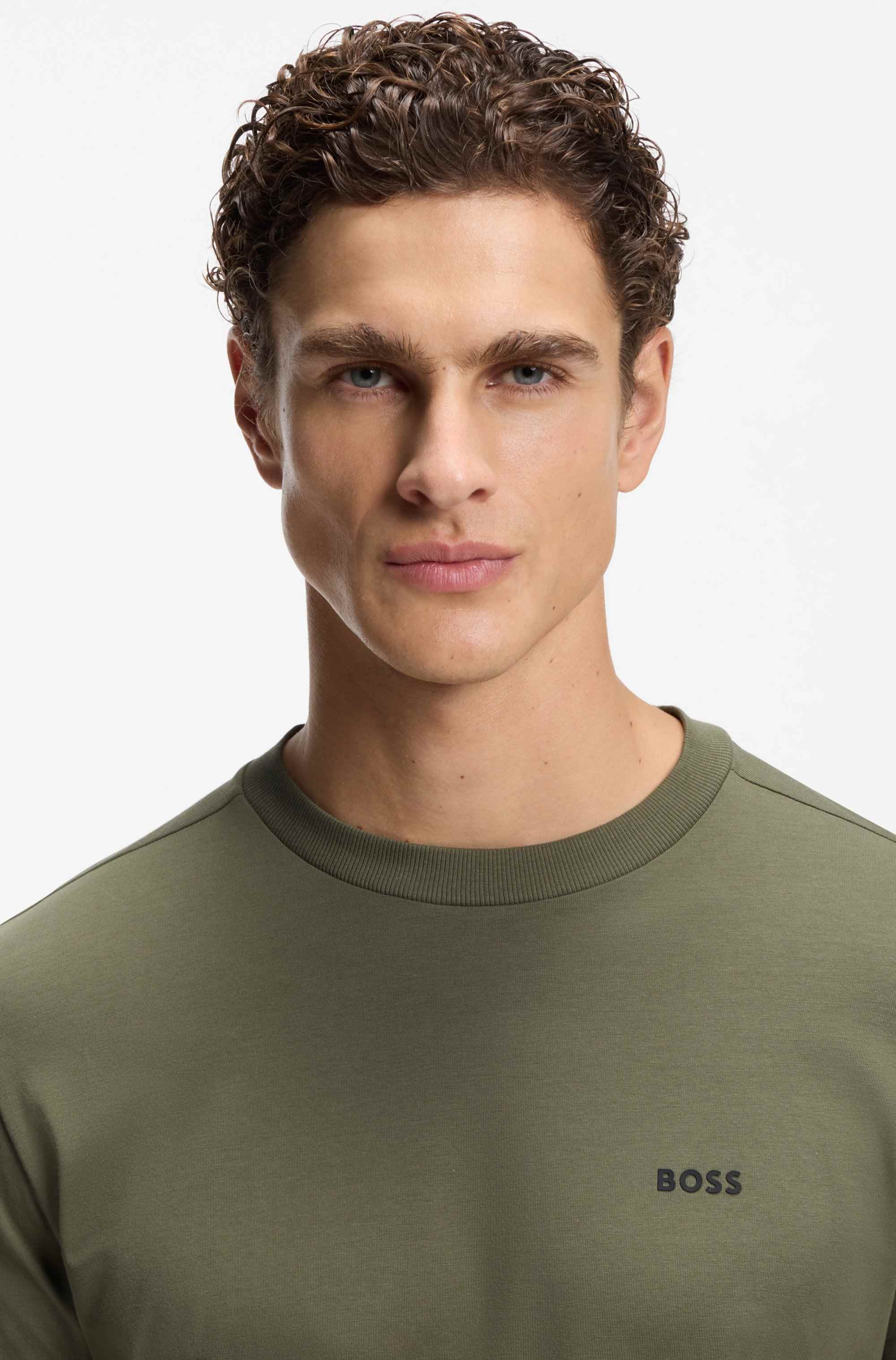 Stretch-cotton T-shirt with logo detail