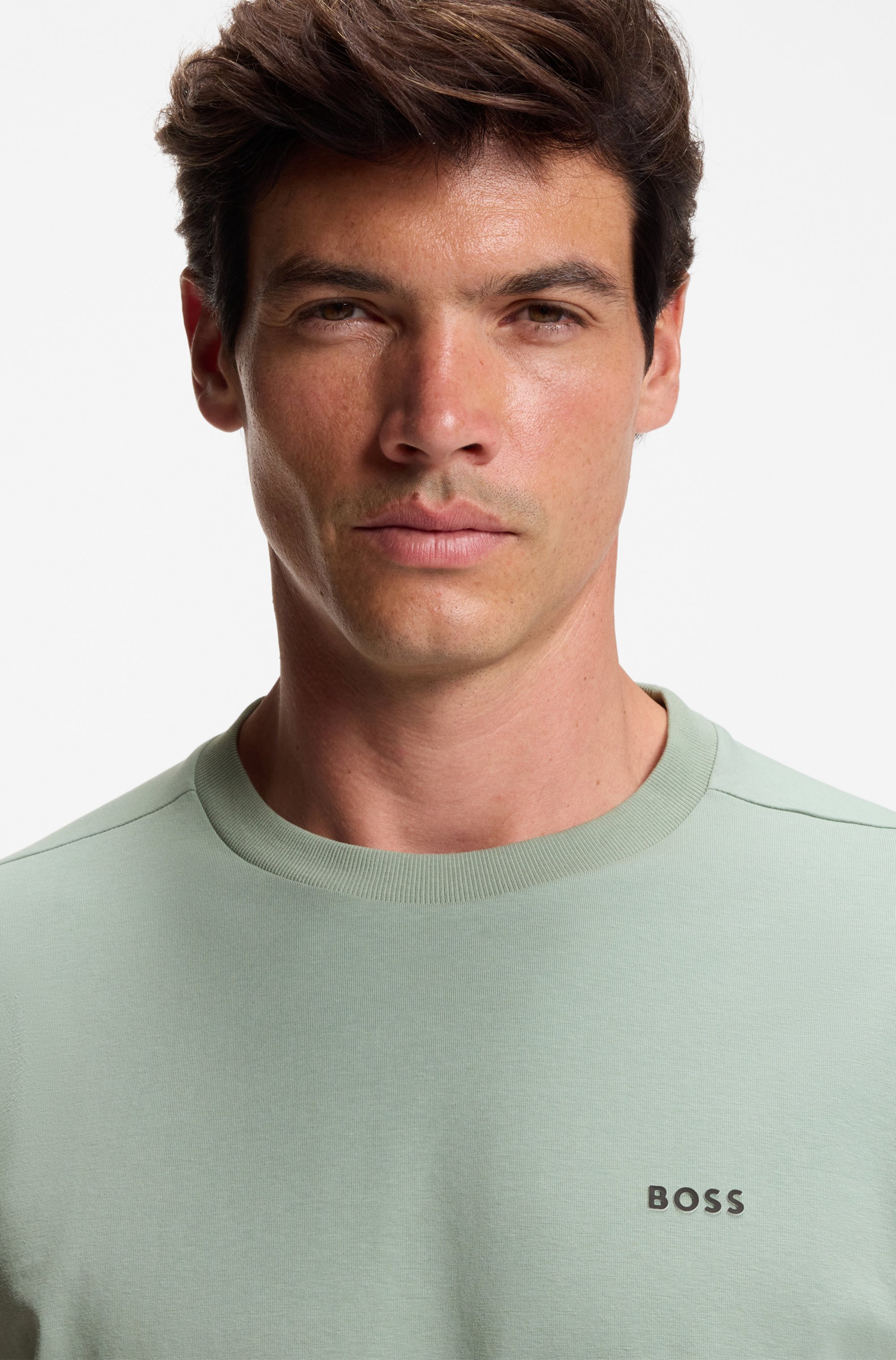 Stretch-cotton T-shirt with logo detail