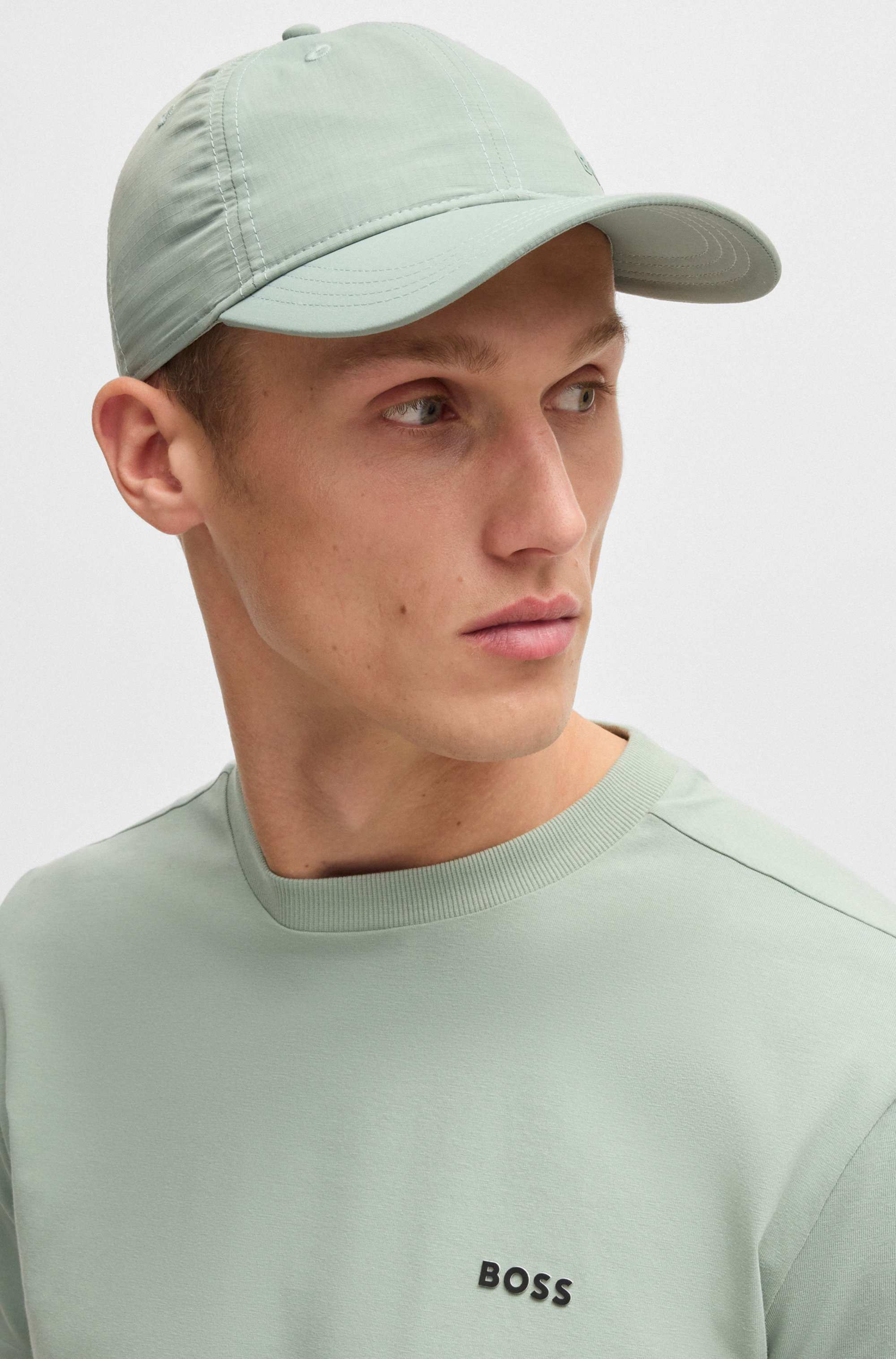 Stretch-cotton T-shirt with contrast logo
