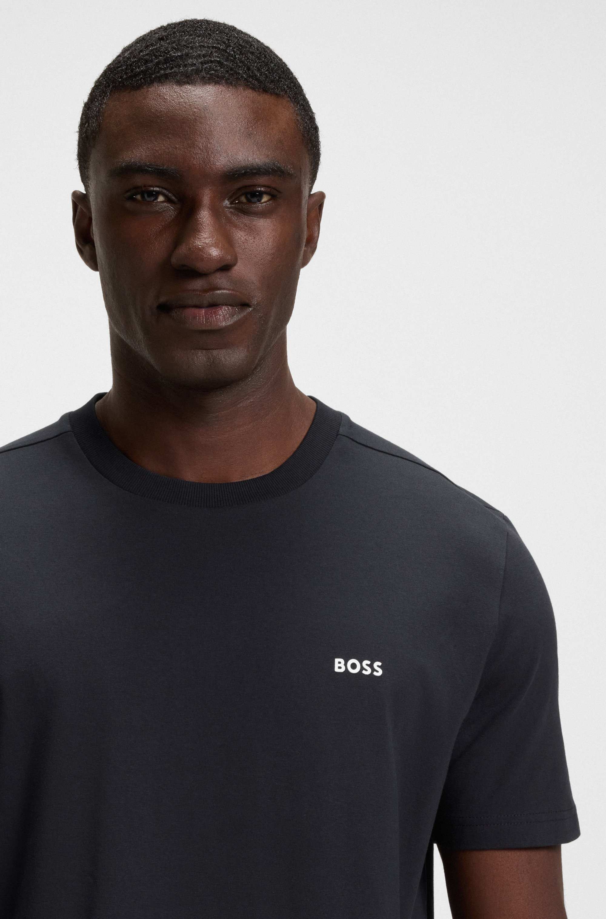 Stretch-cotton T-shirt with logo detail