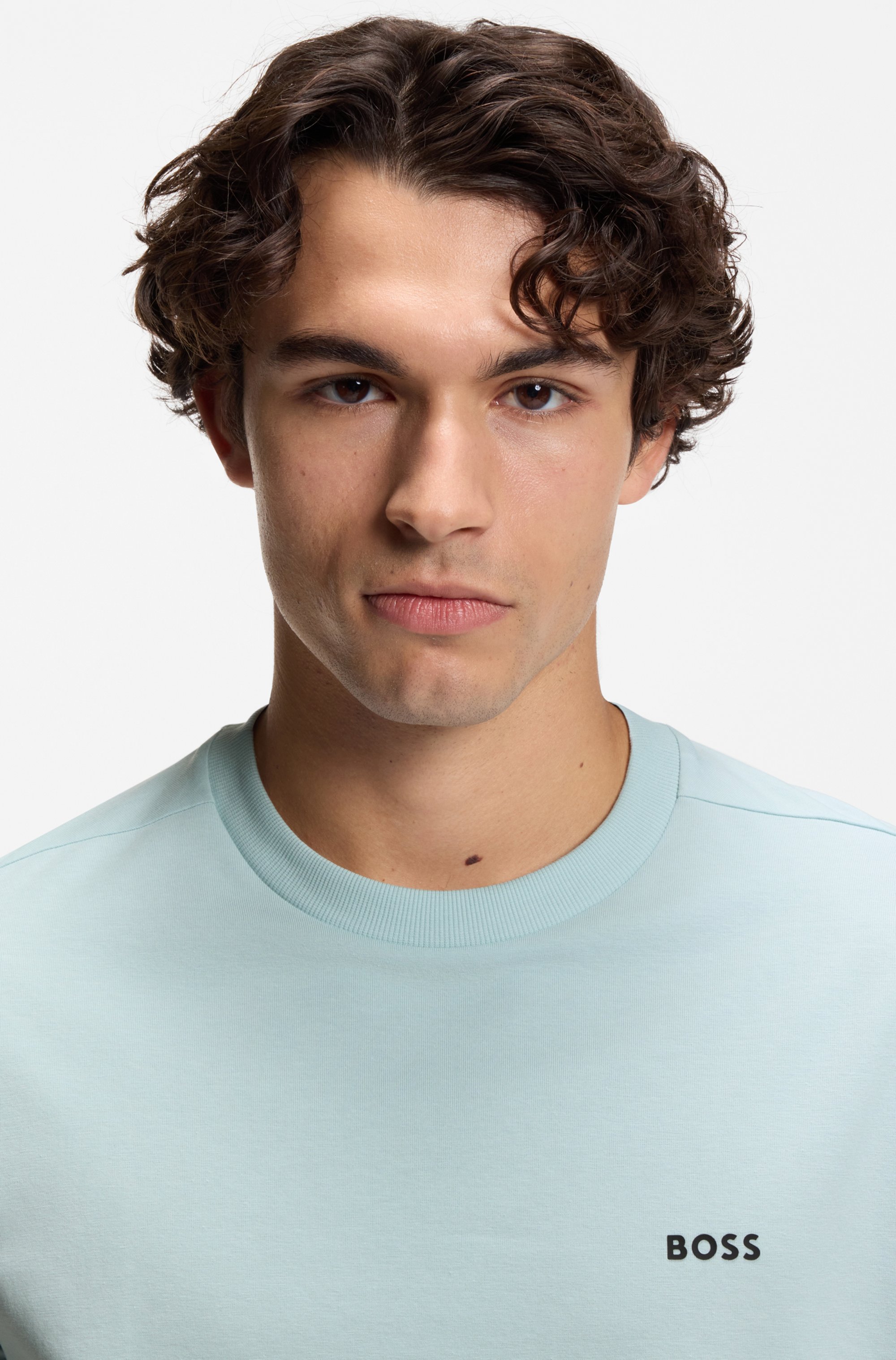 Stretch-cotton T-shirt with logo detail