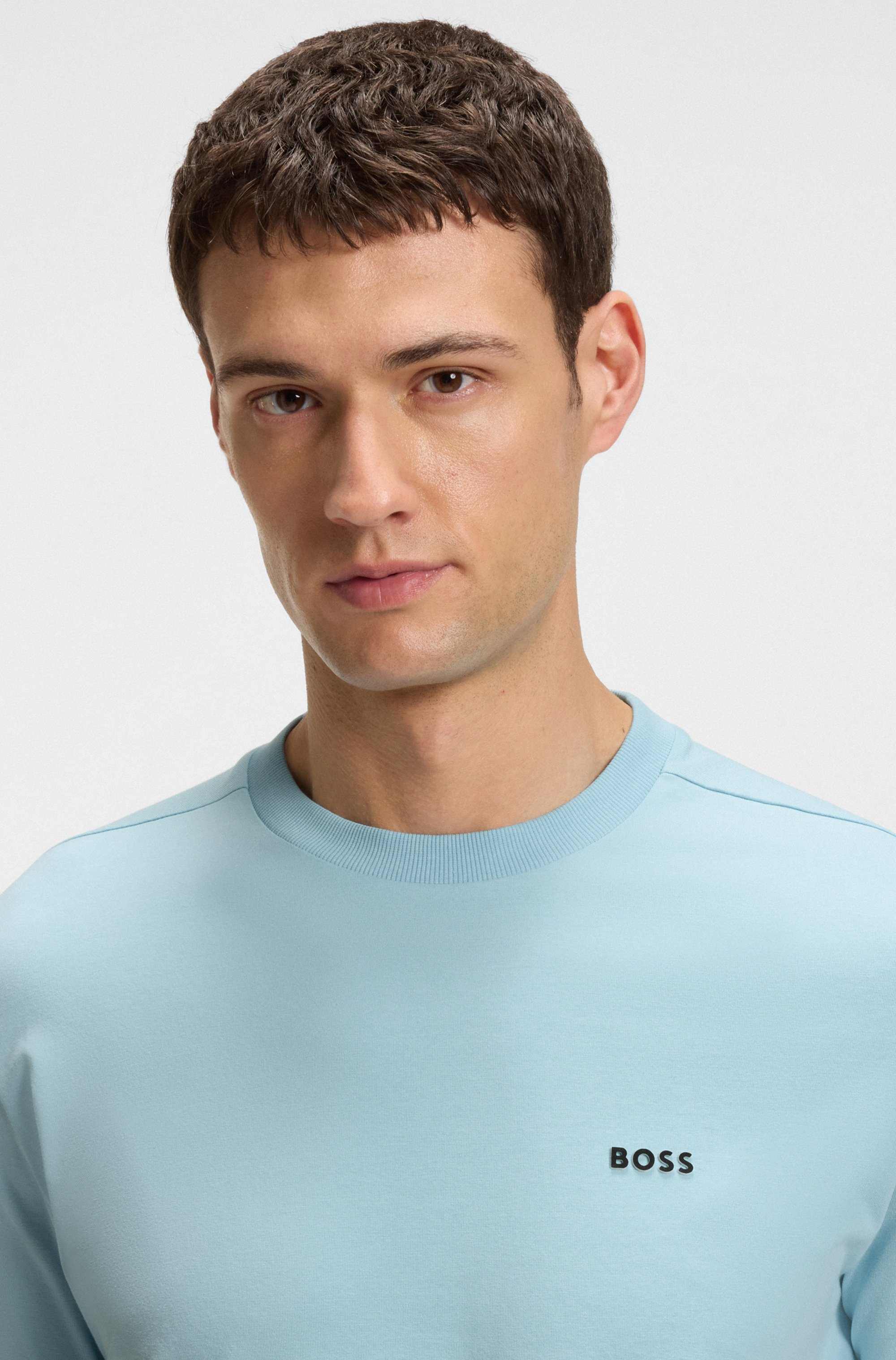 Stretch-cotton T-shirt with contrast logo
