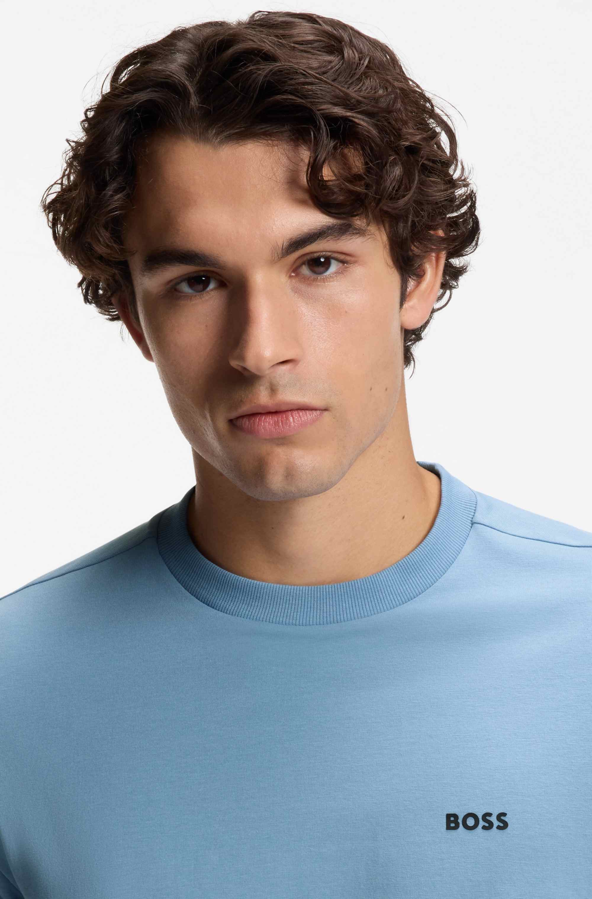 Stretch-cotton T-shirt with logo detail